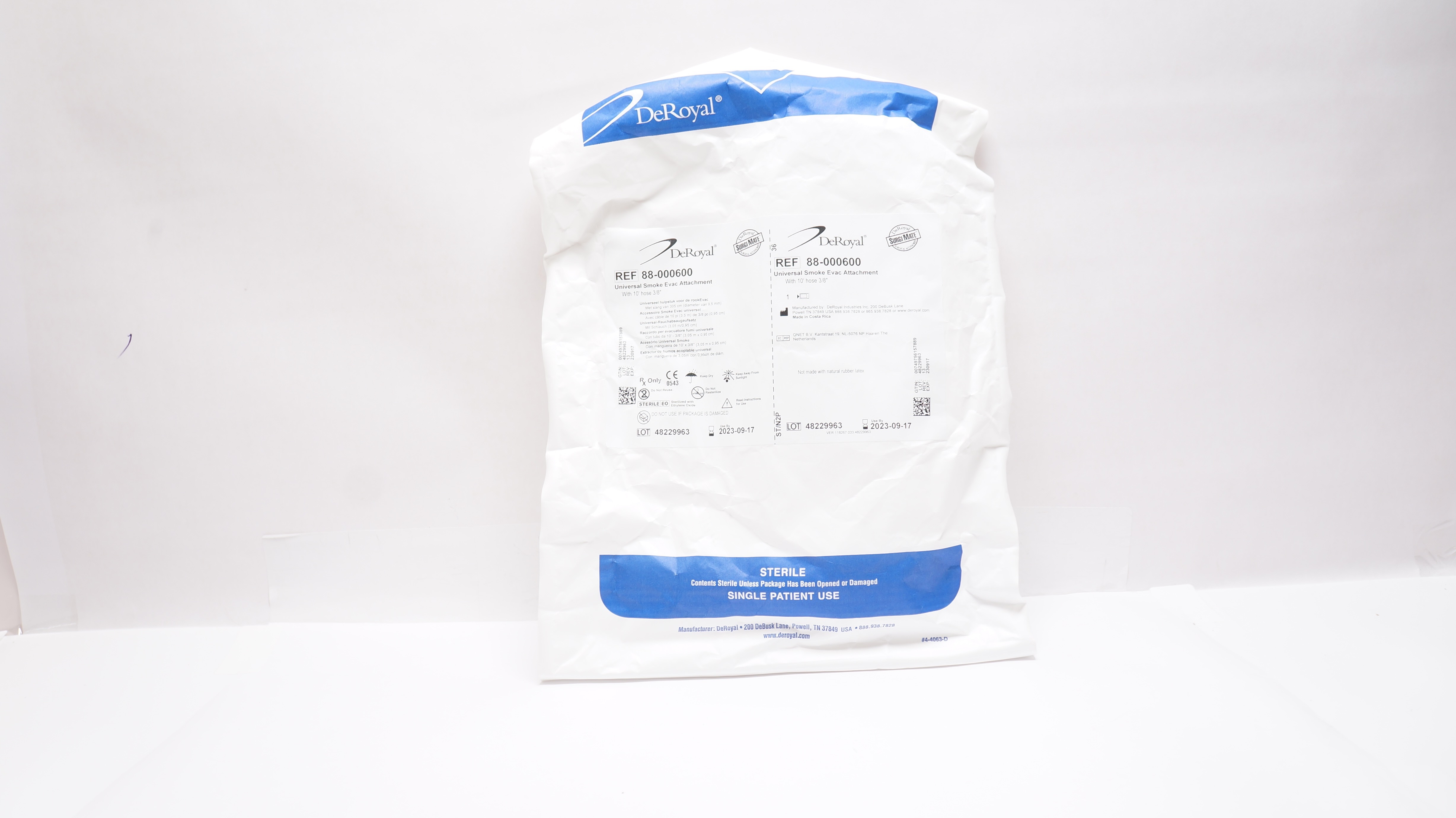 DeRoyal 88000600 Universal Smoke Evac Attachment w/10ft. Hose 3/8inch (x)