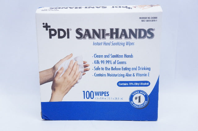 PDI D43600 Sani-Hands Instant Hand Sanitizing Wipes 5.0 x 8.0inch -Box of 100