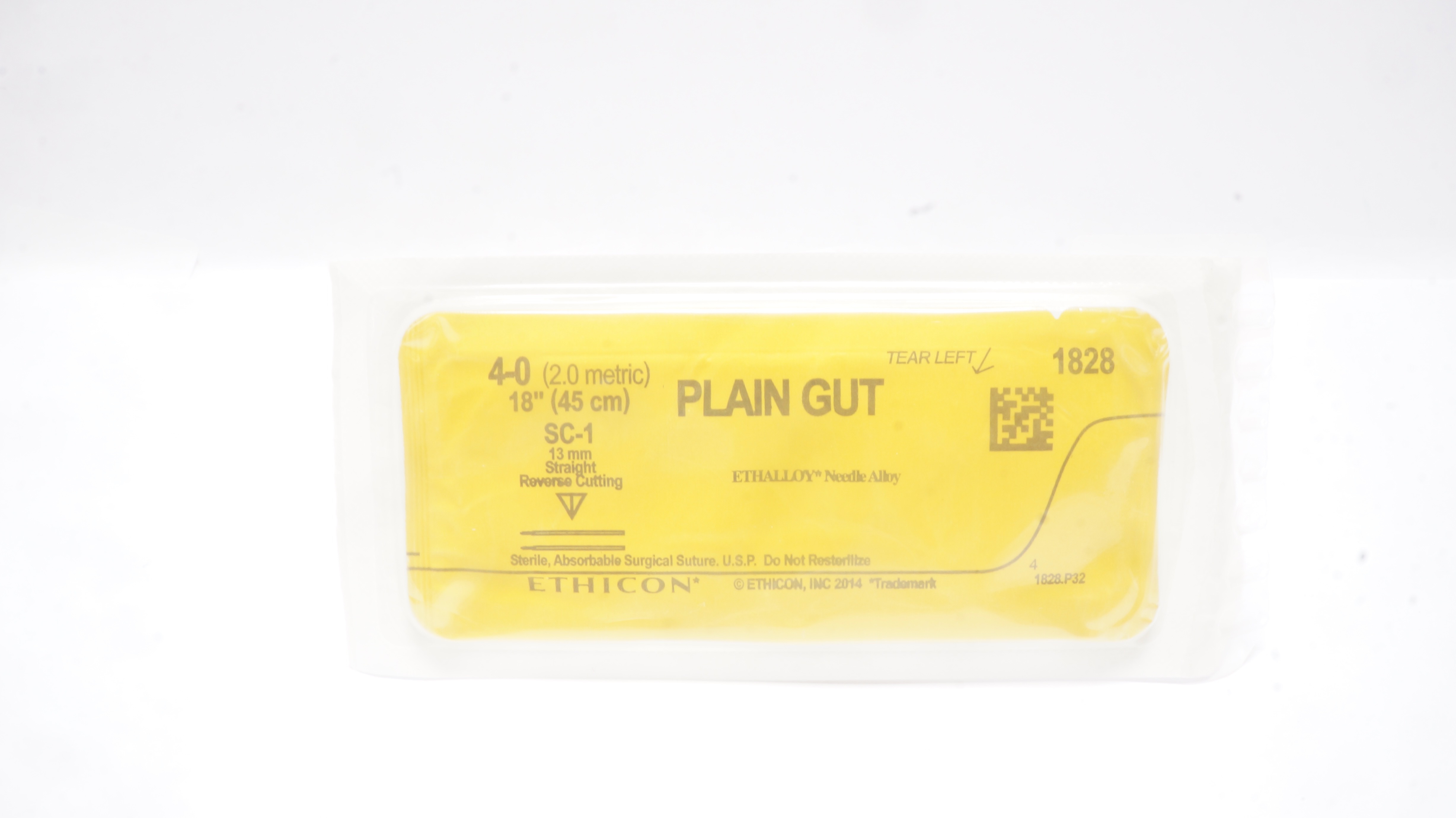 Ethicon 1828 Plain Gut 4-0 18in SC-1 13mm Straight Reverse Cutting (x)