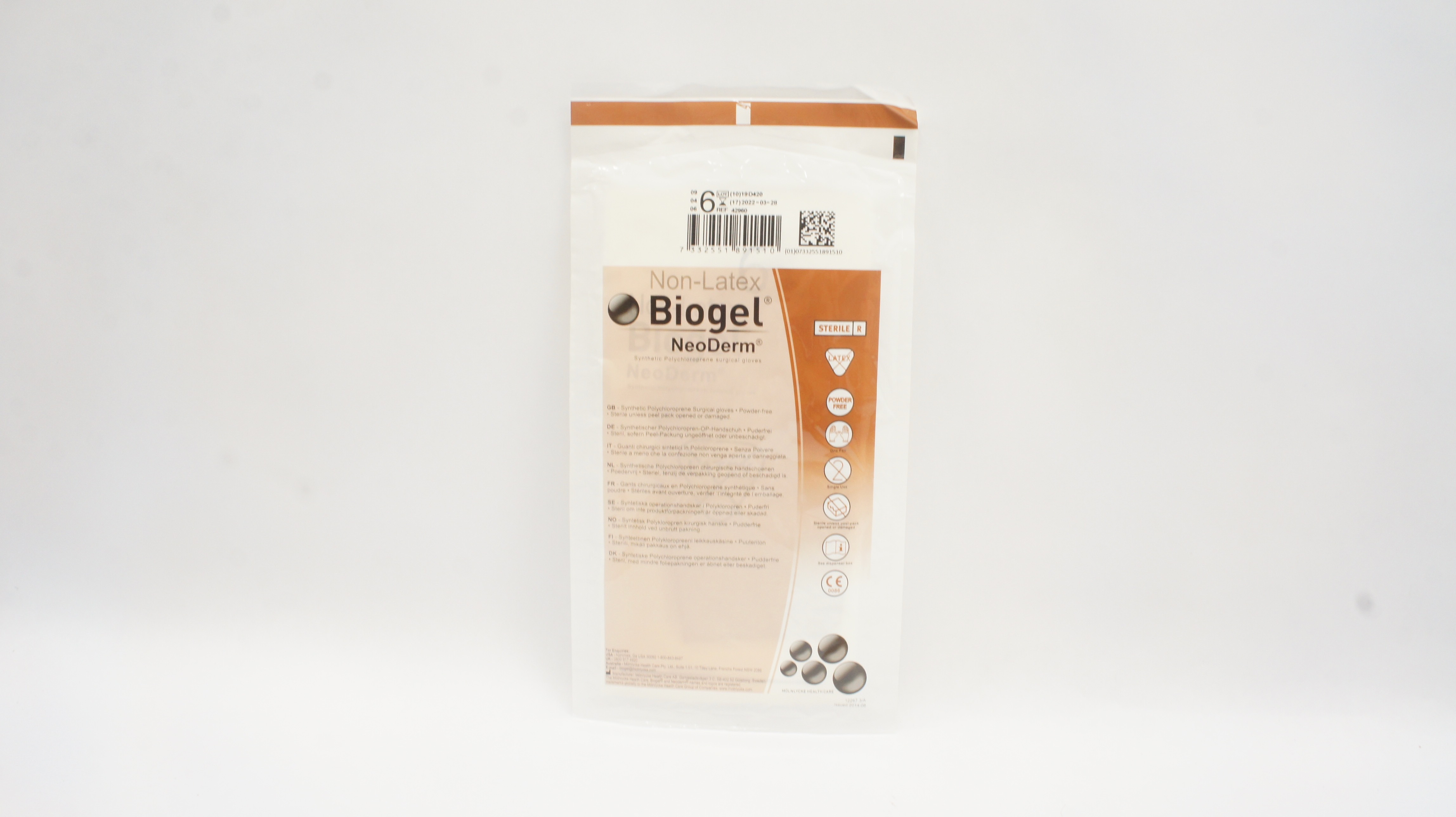 Molnlycke HealthCare 42960 Biogel NeoDerm Synthetic Gloves Size 6 (x)