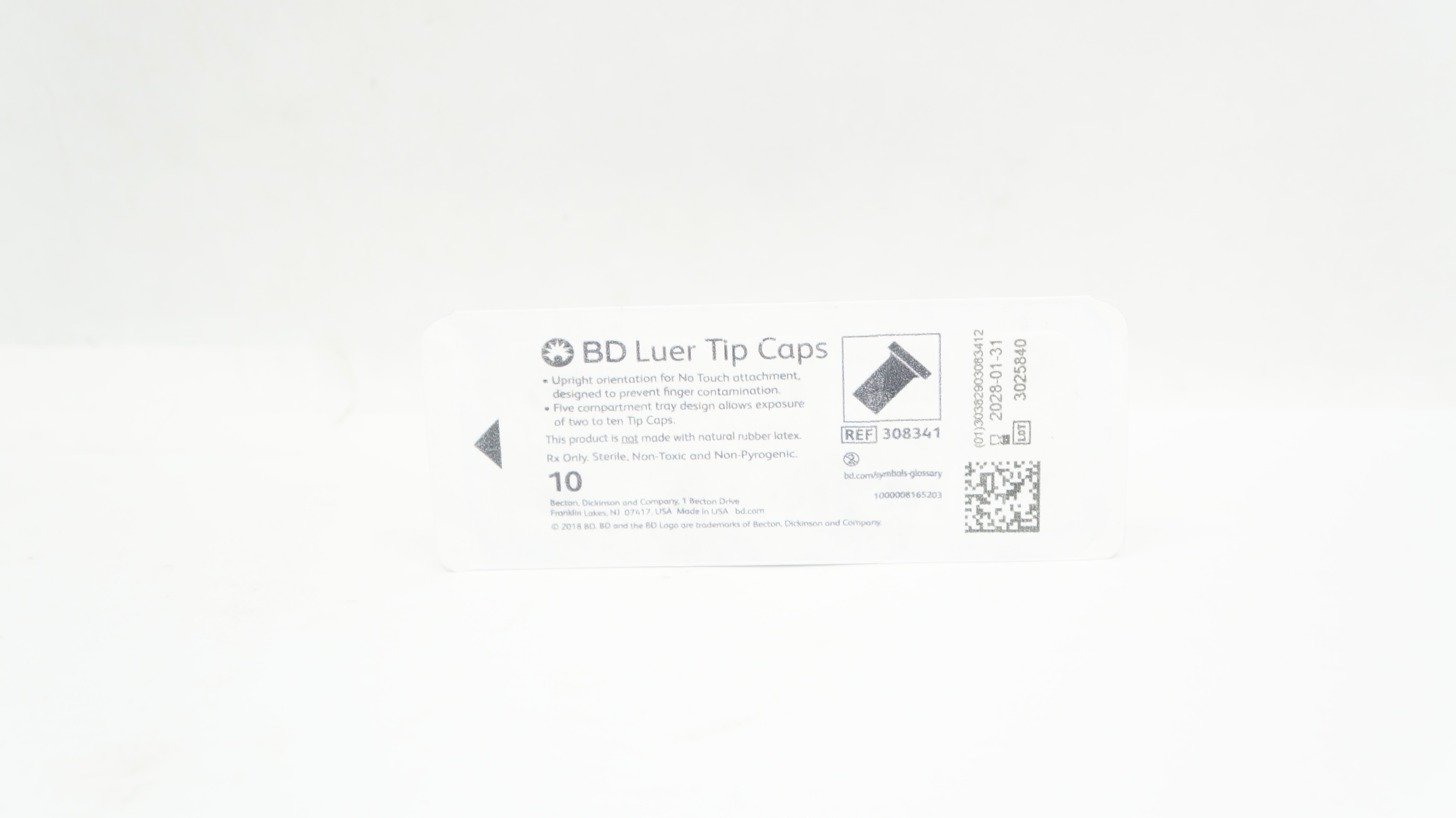 BD 308341 Luer Tip Caps - Pack of 10