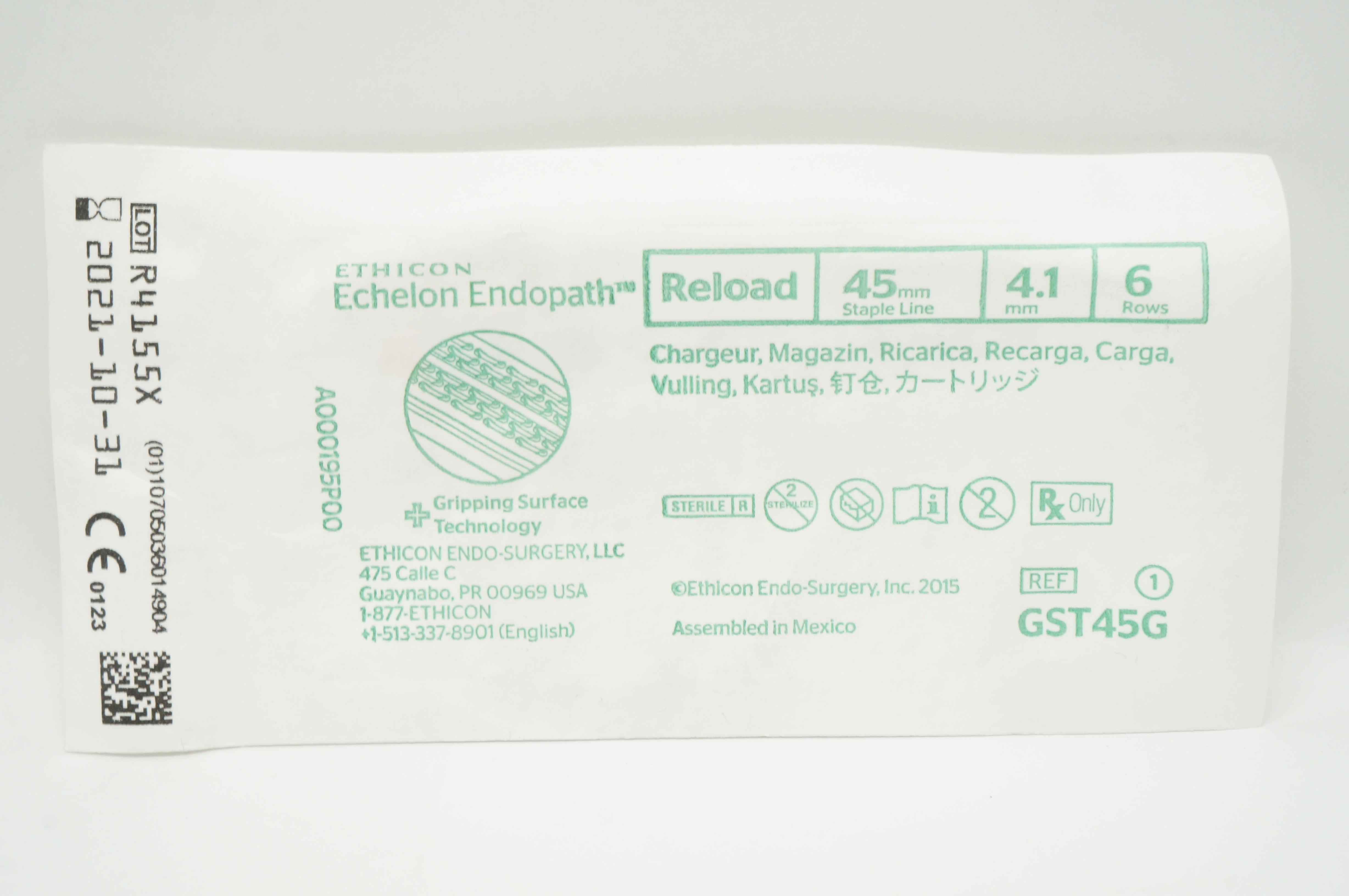 Ethicon GST45G Echelon Endopath Reload 45mm Staple Line 4.1mm 6 Rows