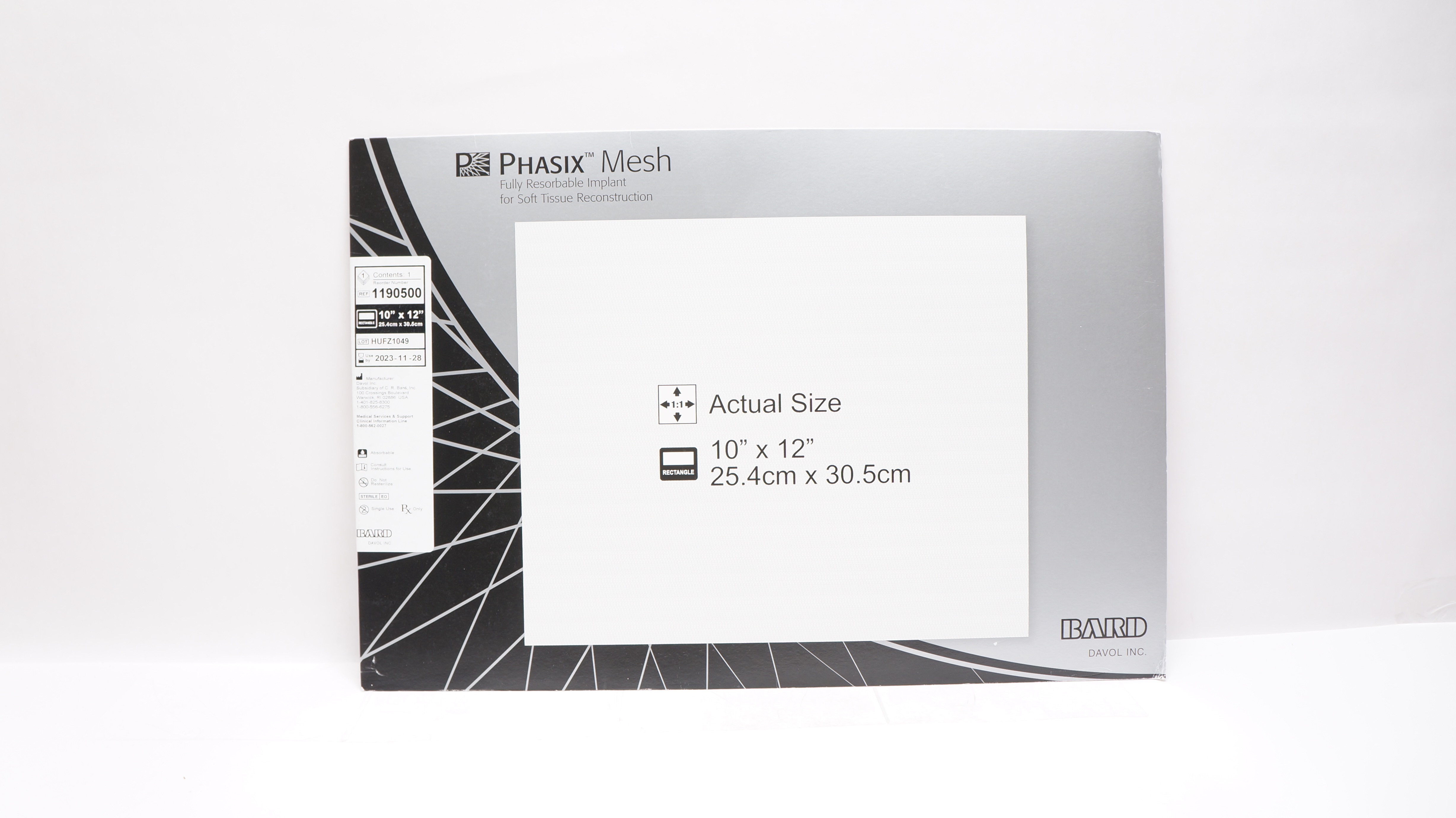 Bard 1190500 Phasix Mesh Fully Resorbable Implant 10inch x 12inch (x)