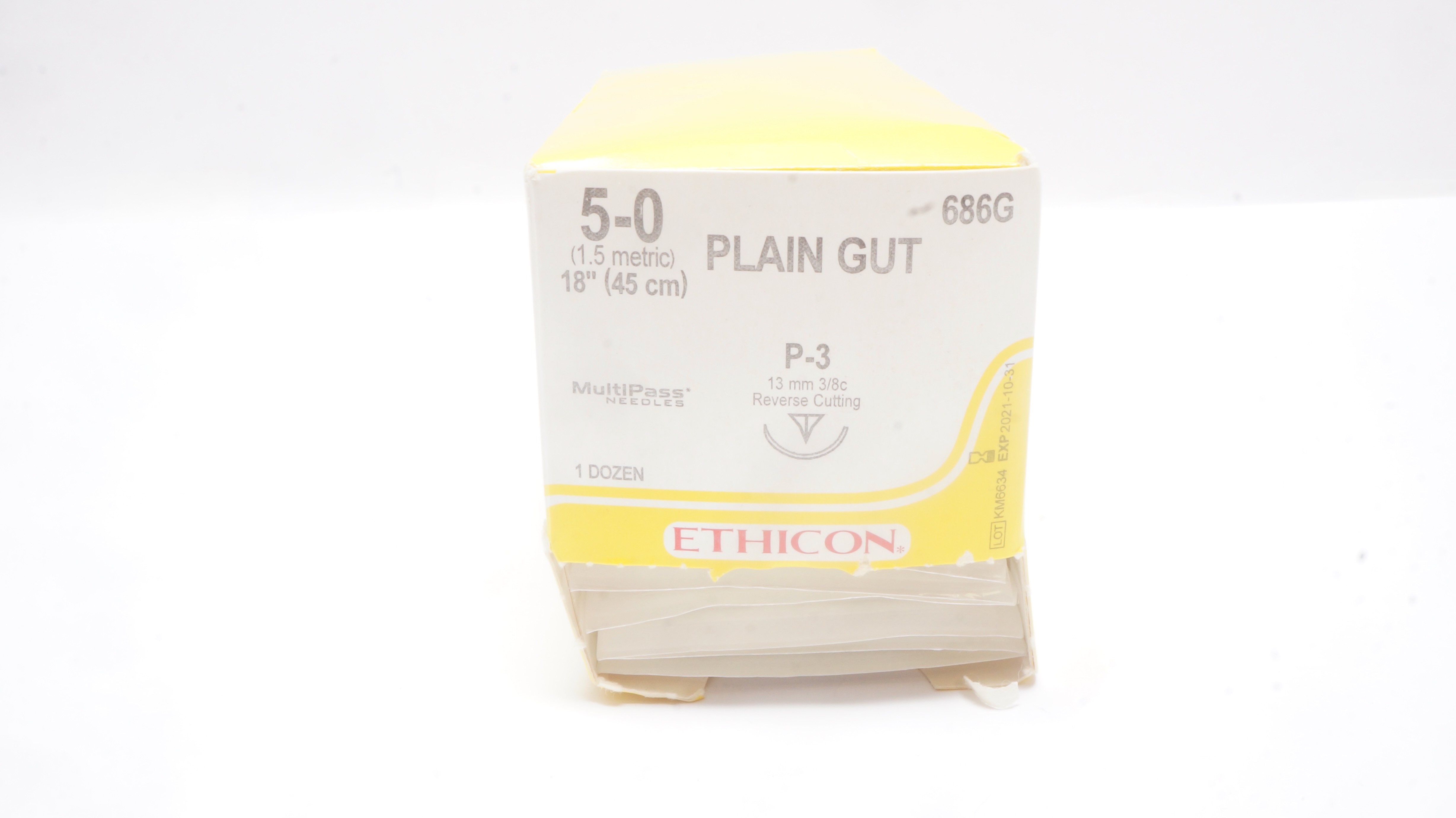 Ethicon 686G 5-0 PLAIN GUT, P-3, 13mm 3/8c, 18inch (x) - Box of 12