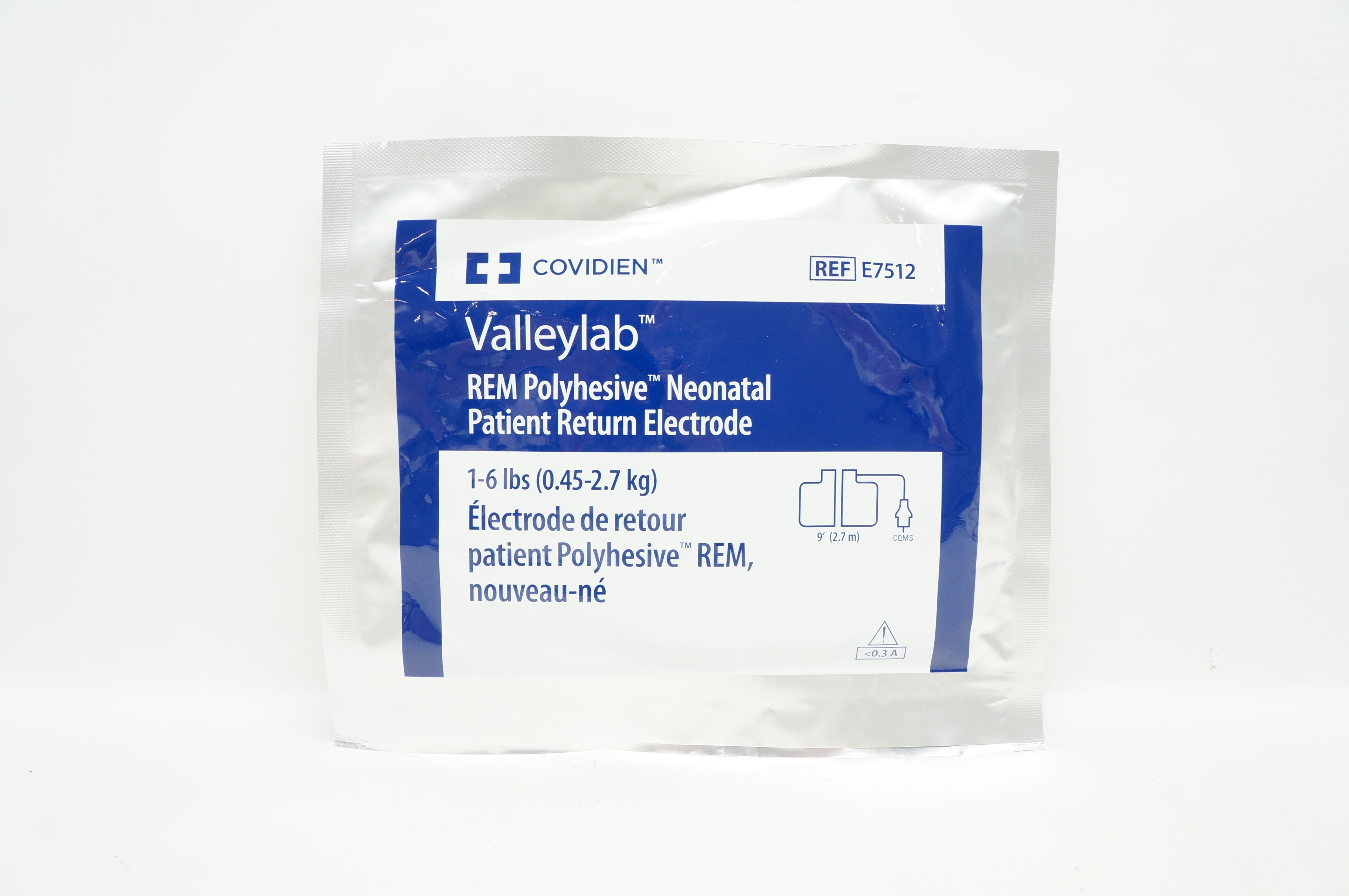 Covidien E7512 Valleylab Polyhesive Neonatal Patient Return Electrode 1-6lbs (x)