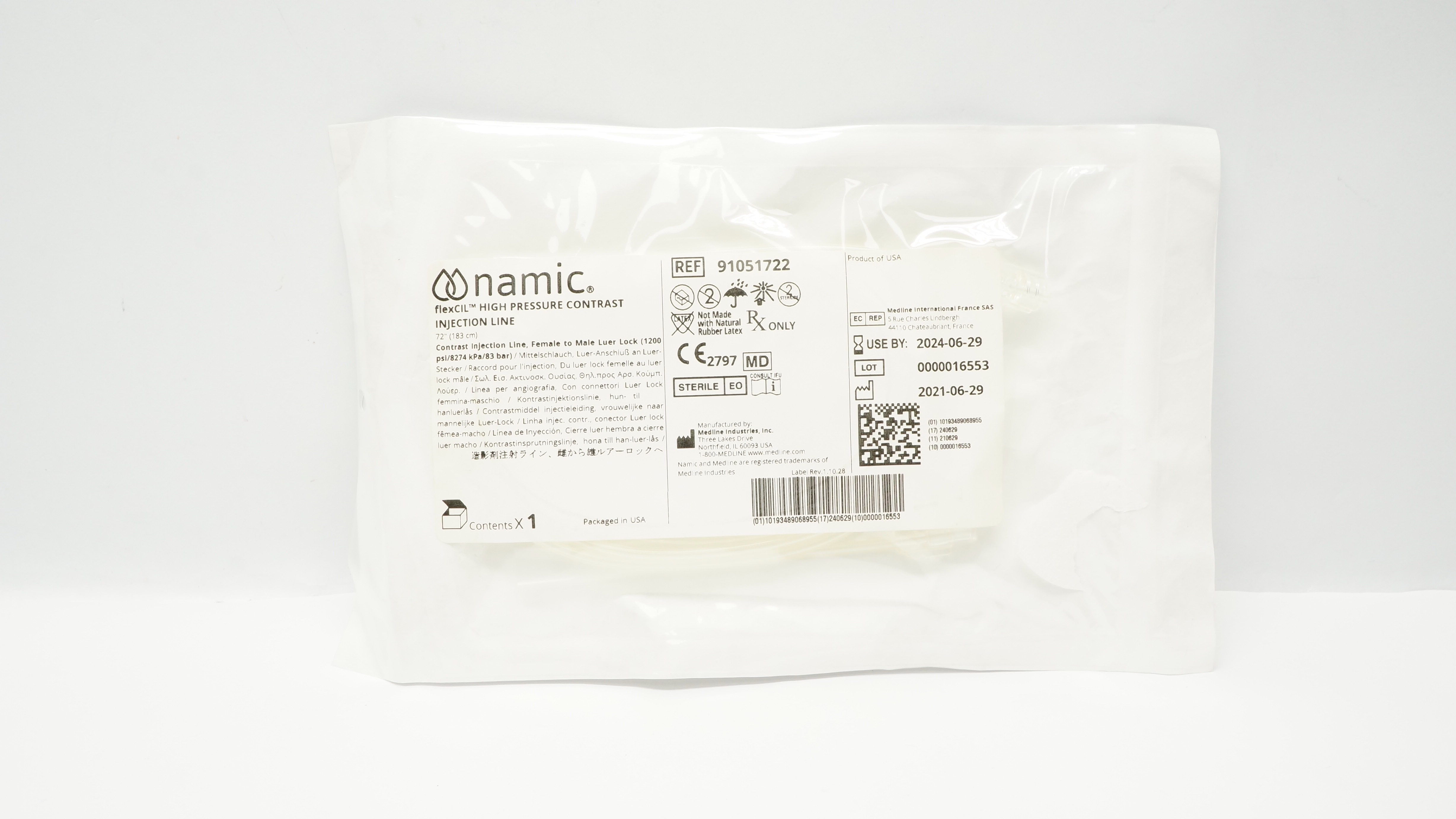 Navilyst 91051722 Namic FlexCIL High Pressure Contrast Injection Line 72inch (x)