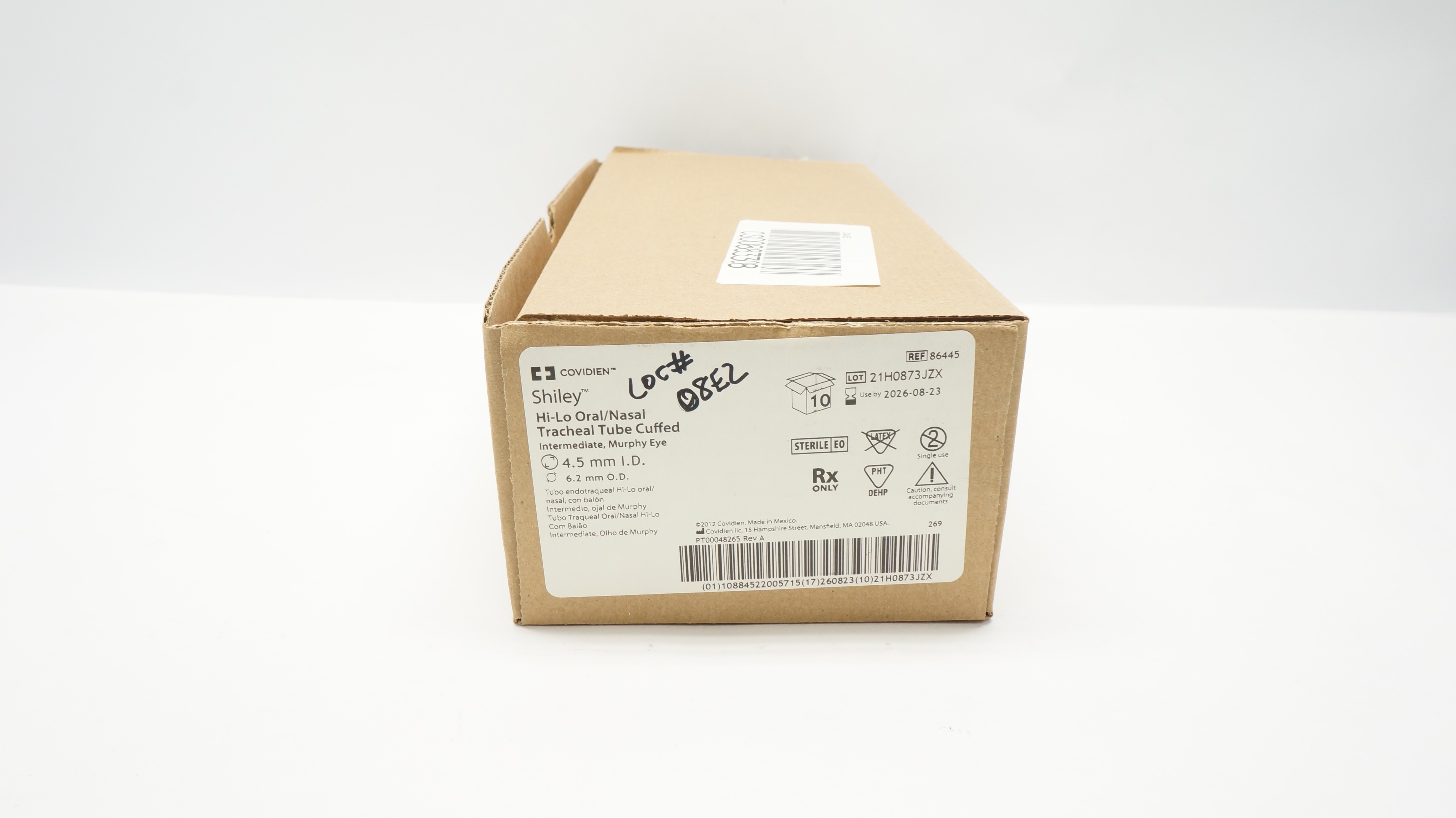 Covidien 86445 Shiley Hi-Lo Oral/Nasal Tracheal Tube Cuffled 4.5x6.2mm-Case of 9