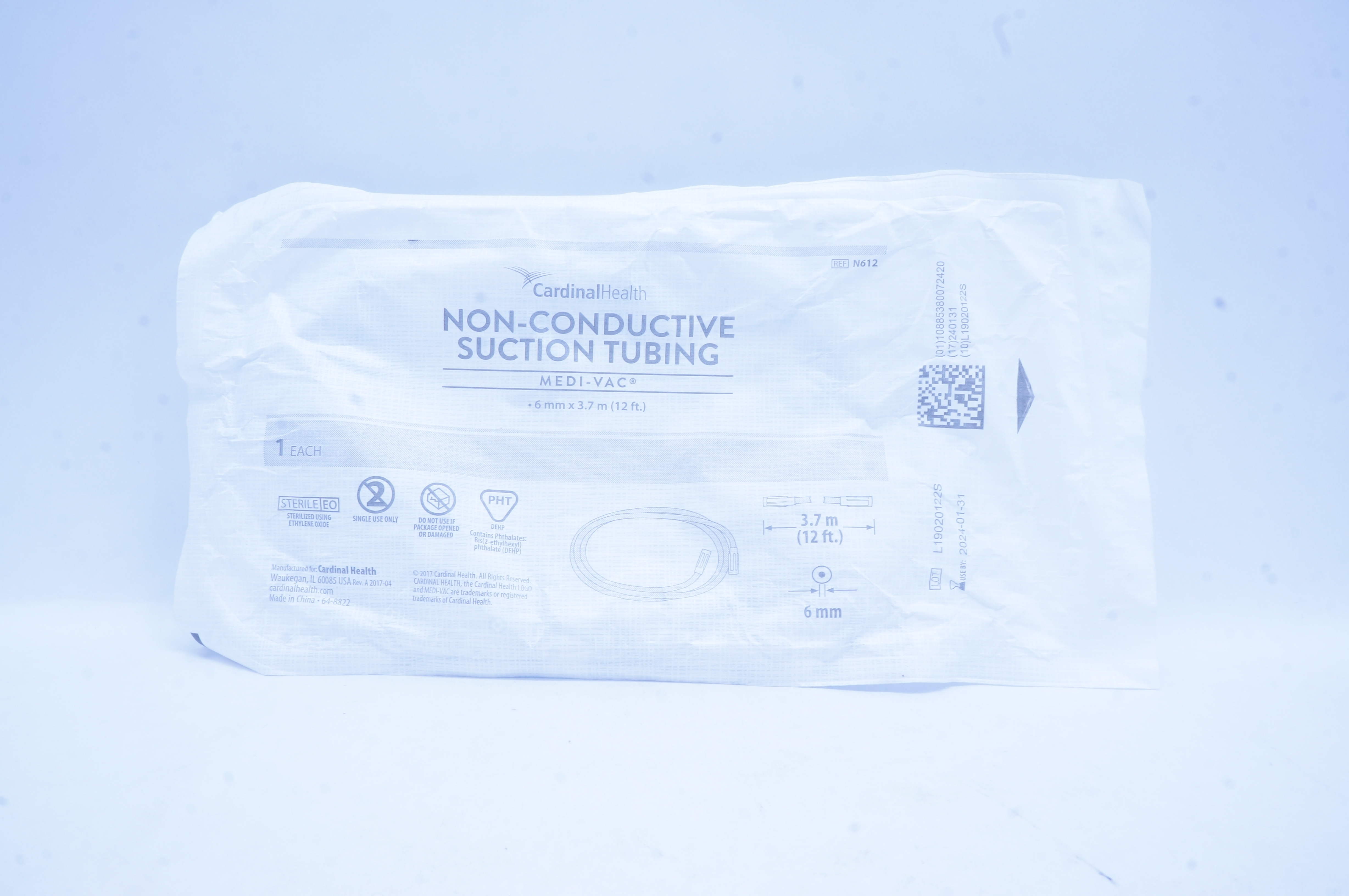 Cardinal Health N610 Medi-Vac Non-Conductive Suction Tubing 10 ft. x 6mm