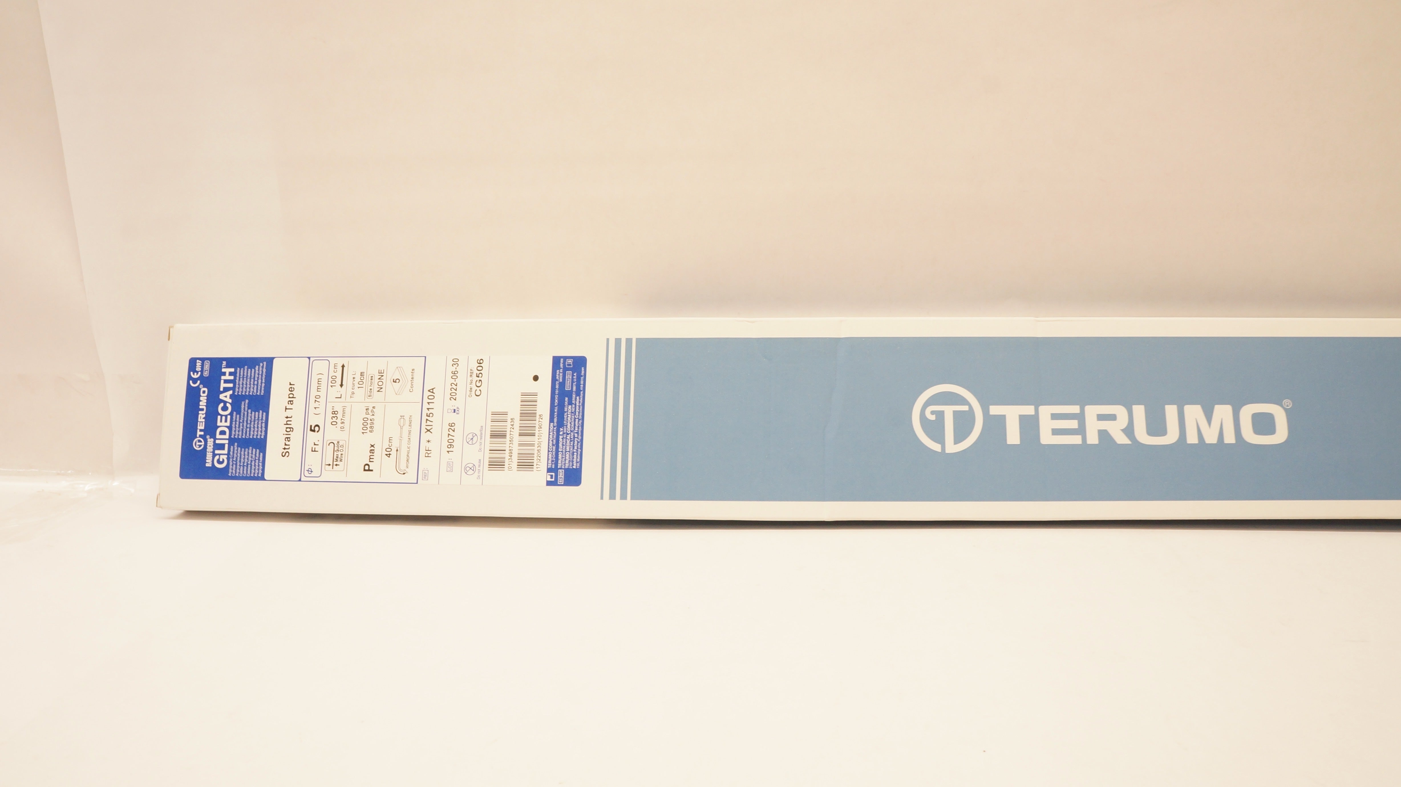 Terumo XI75110A Radifocus Glidecath Angiographic Cath 5Frx.038inch - Box of 5(x)