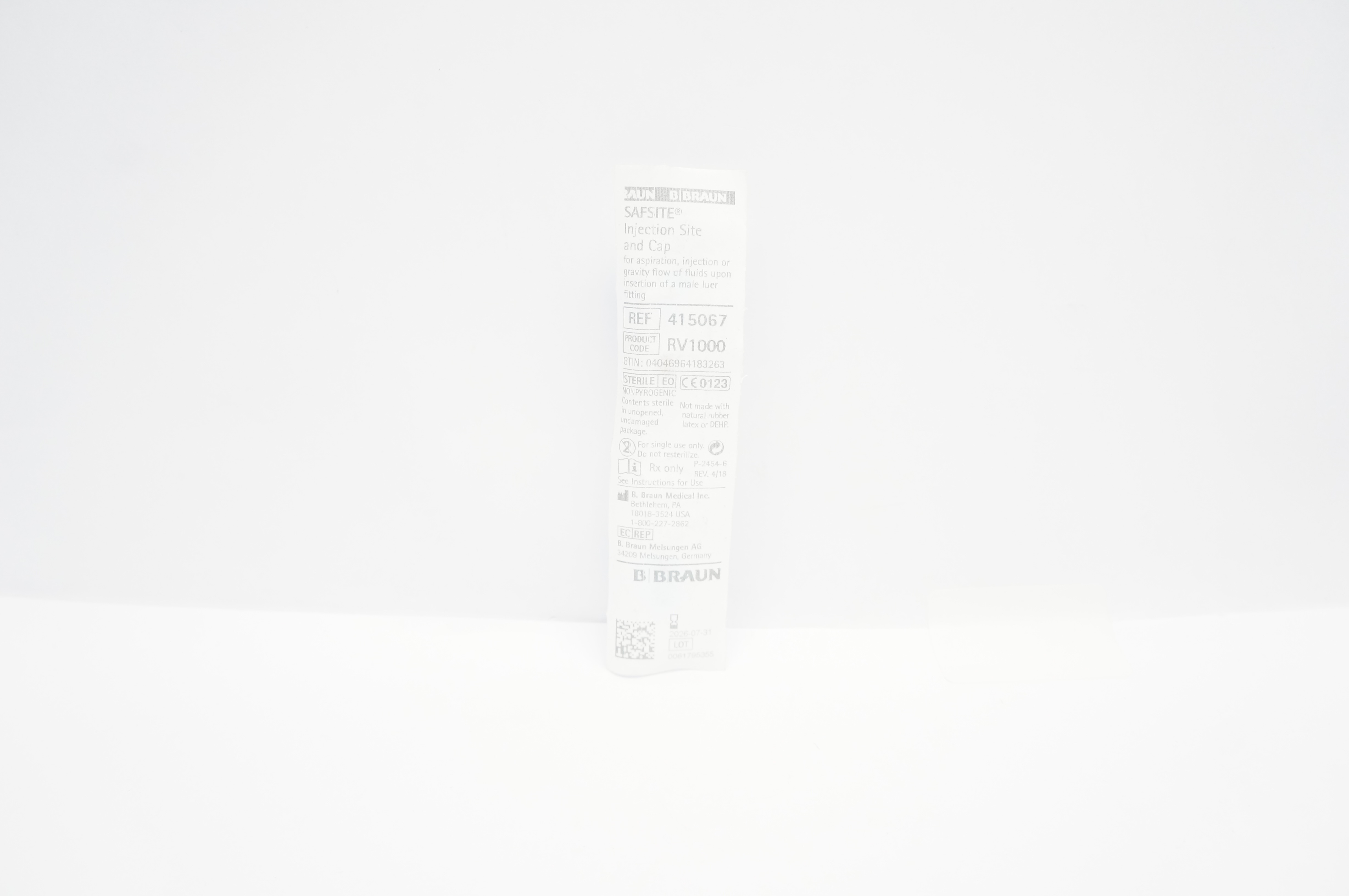 Braun 415067 Safsite Injection Site and Cap