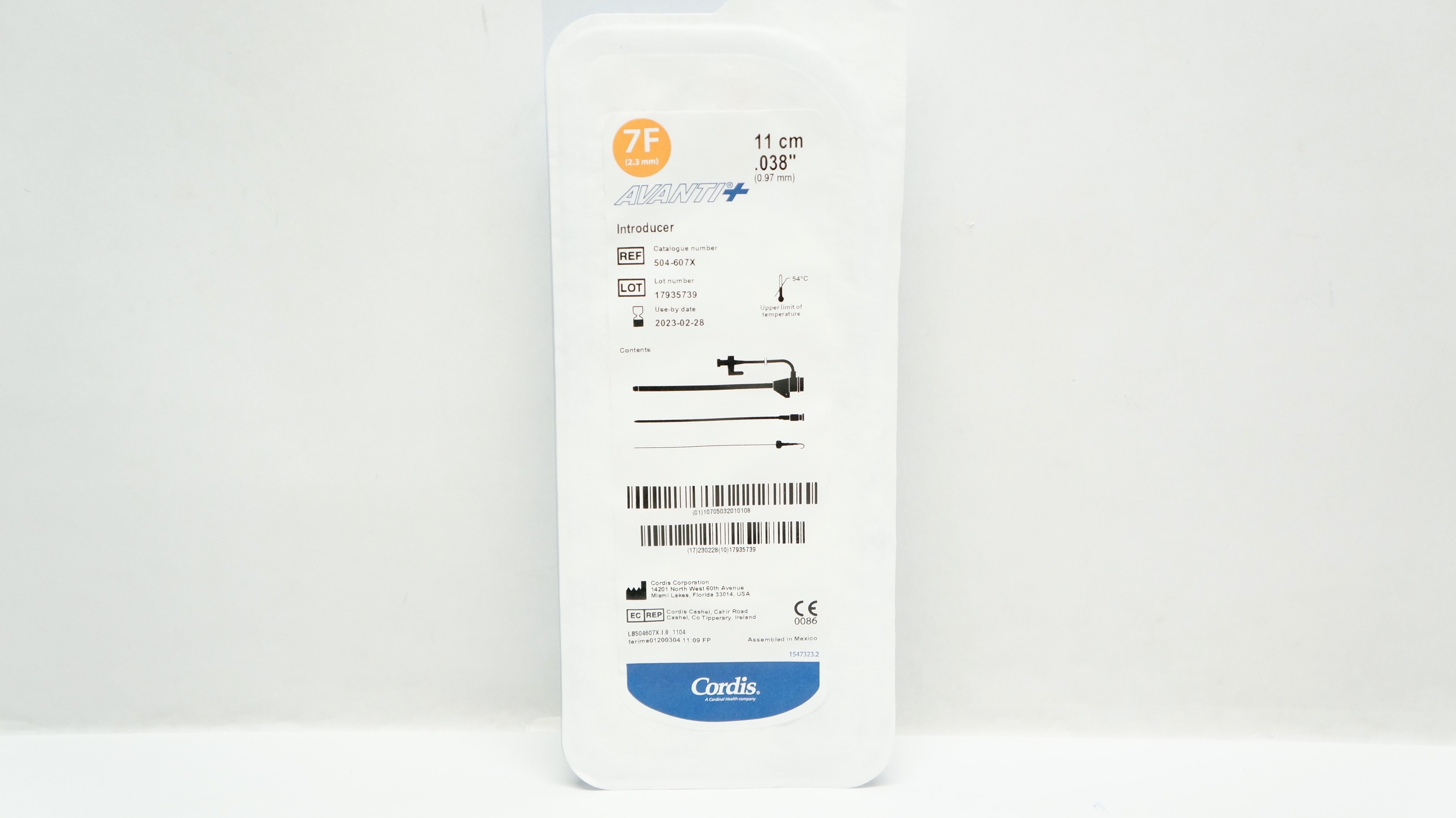 Cordis 504607X AVANTI Plus Introducer 7F x 0.038inch x 11cm (x)