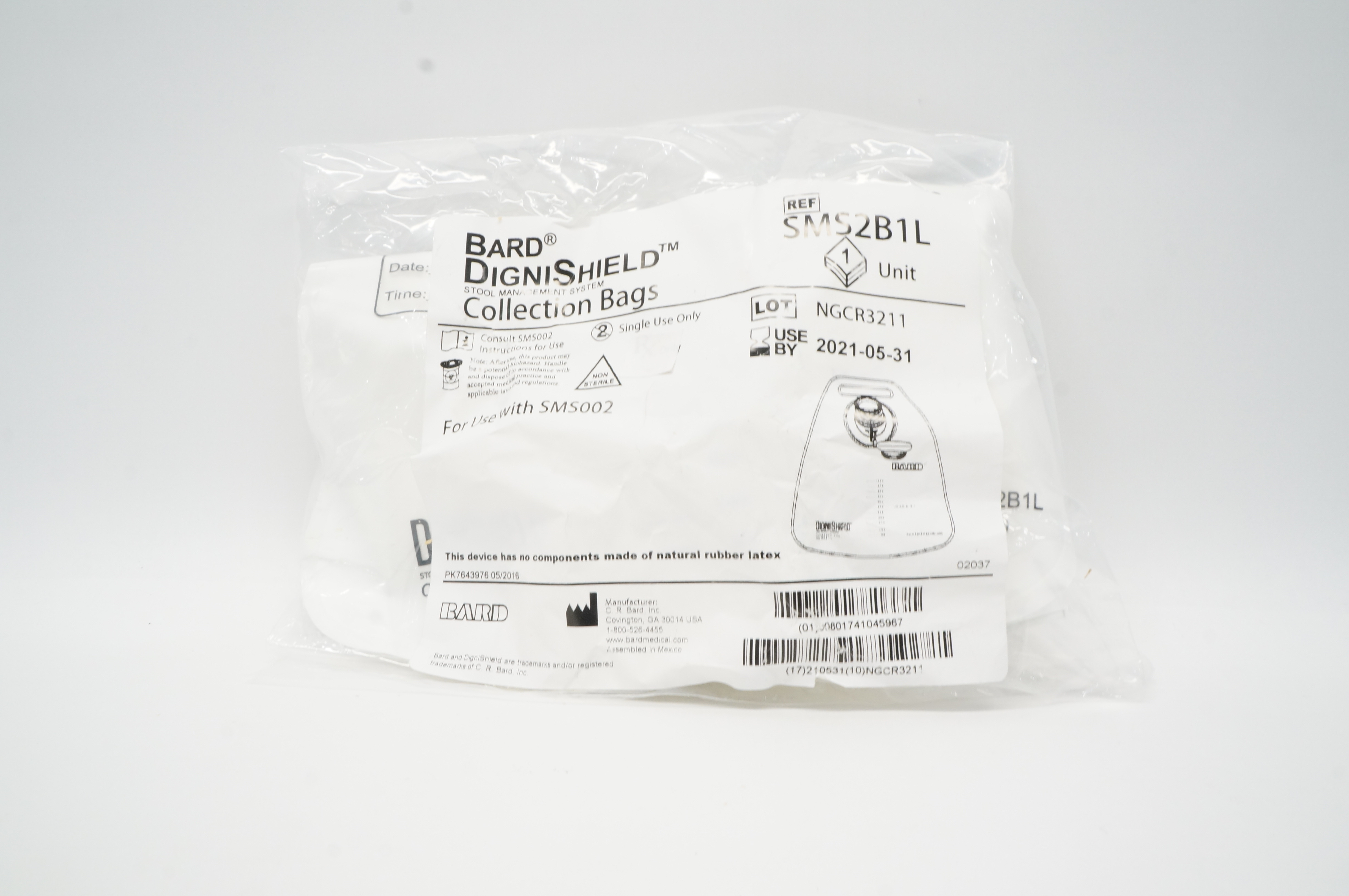 Bard SMS2B1L DigniShield Stool Management System Collection Bags