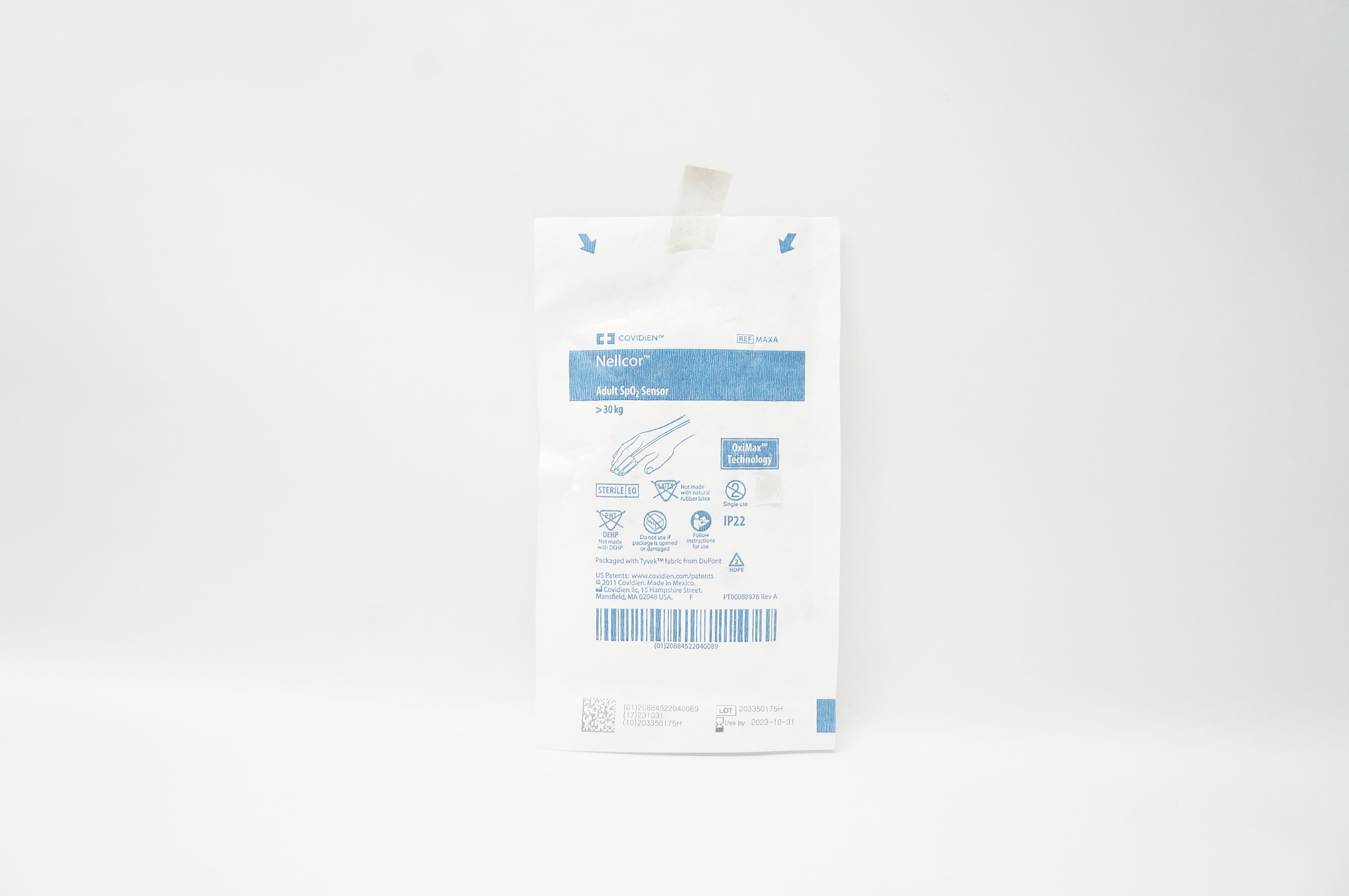 Covidien MAXA Nellcor Adult SpO2 Sensor > 30kg OxiMax Technology