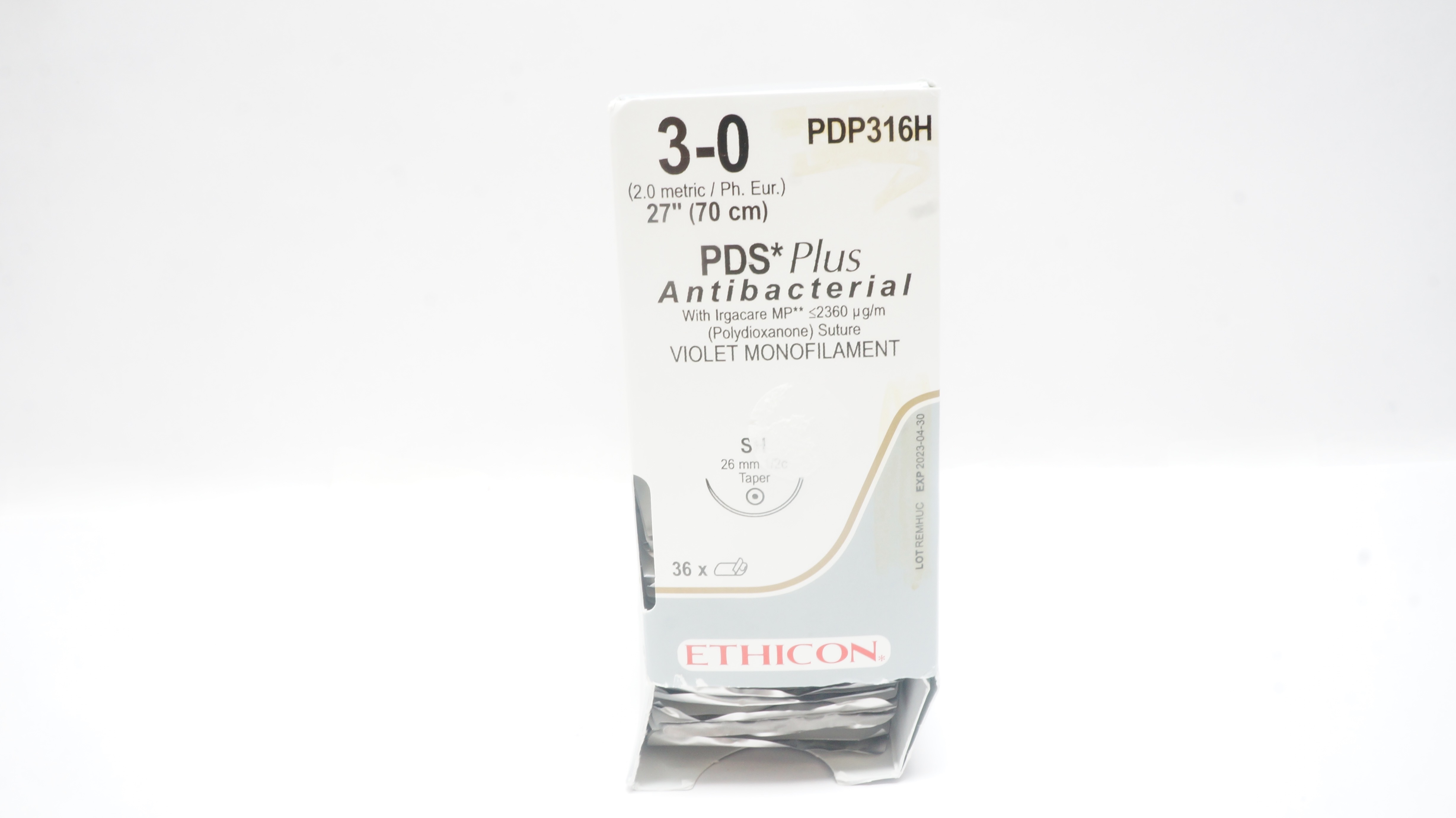 Ethicon PDP316H 3-0 VIOLET MONOFILAMENT SH 26mm 1/2c Taper 27inch (x)- Box of 38