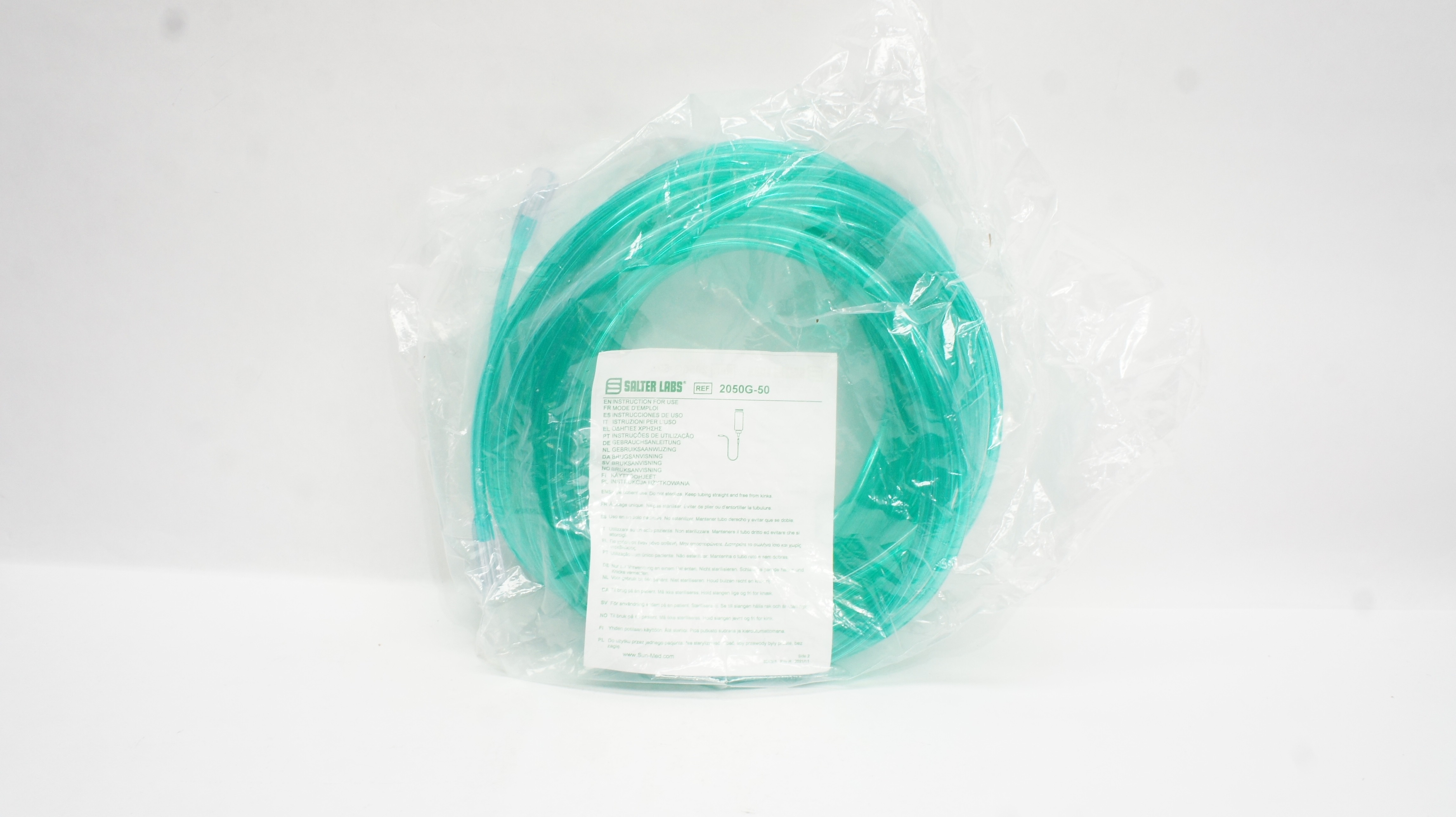Salter Labs 2050G-50 Oxygen Tubing (Green) w/2Standard Connectors 6mm, 50ft.