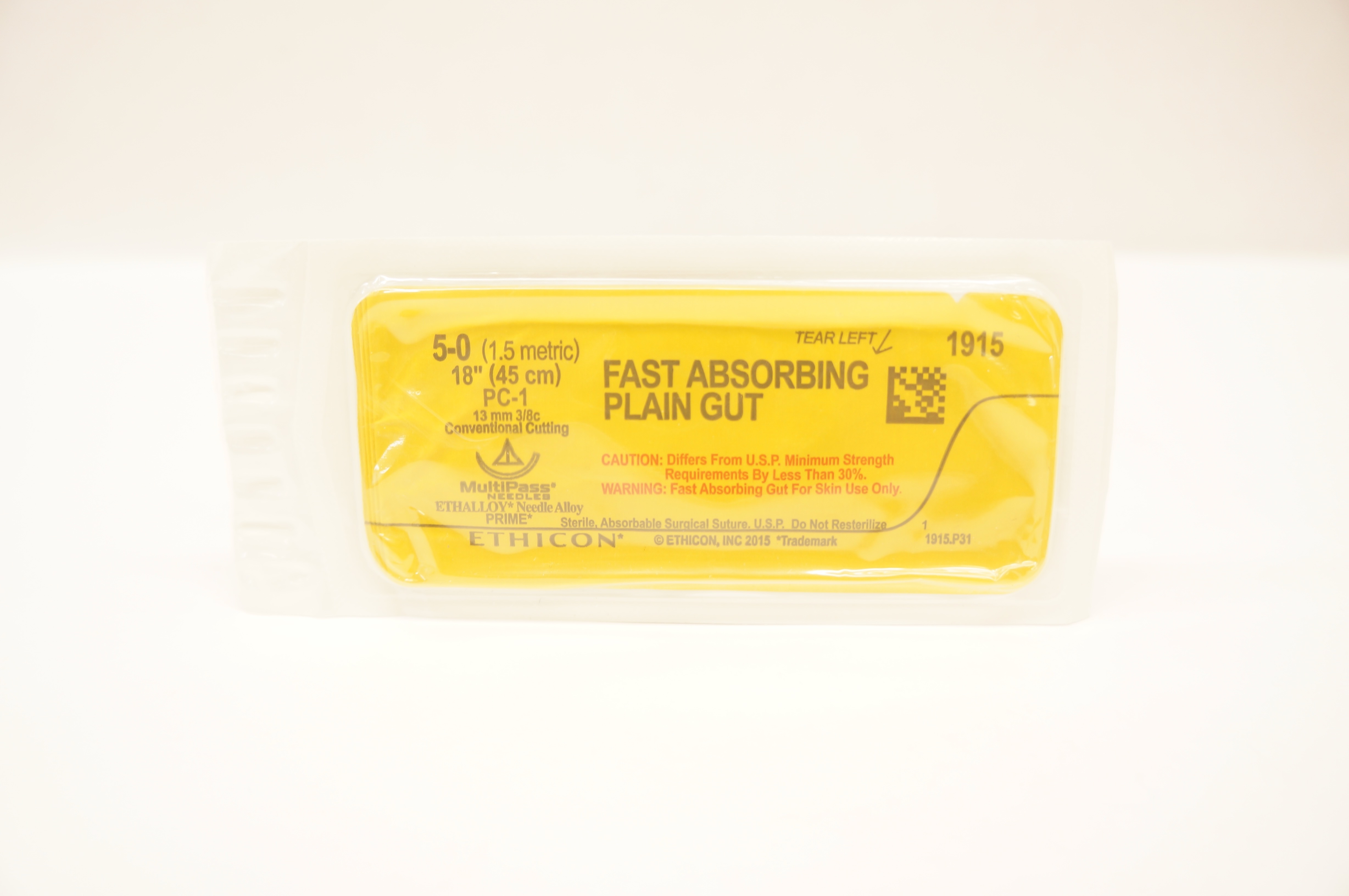 Ethicon 1915 5-0 Plain Gut PC-1 13mm 3/8c Conventional Cutting 18 inch
