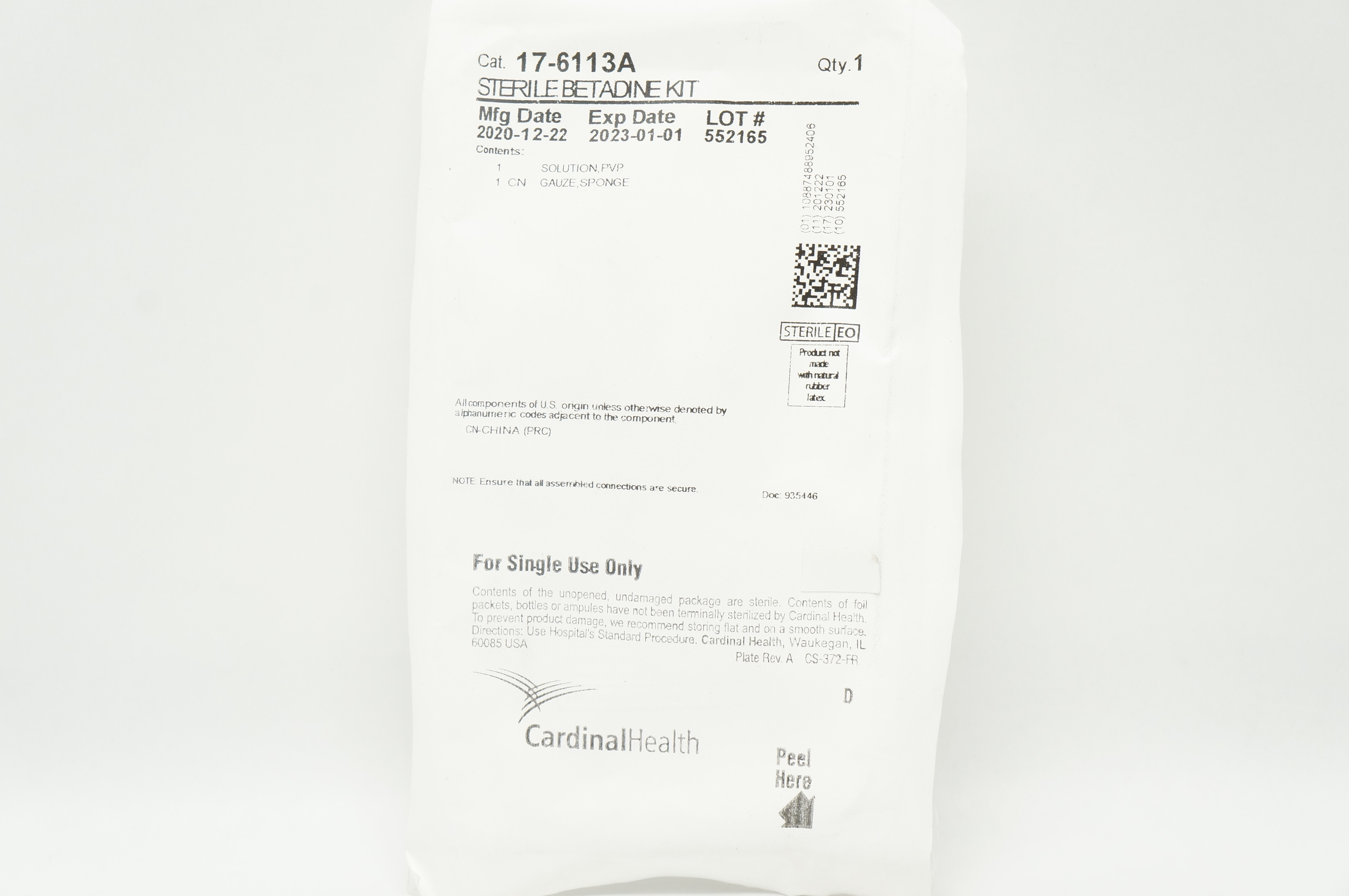 Cardinal Health 17-6113A Sterile Betadine Kit