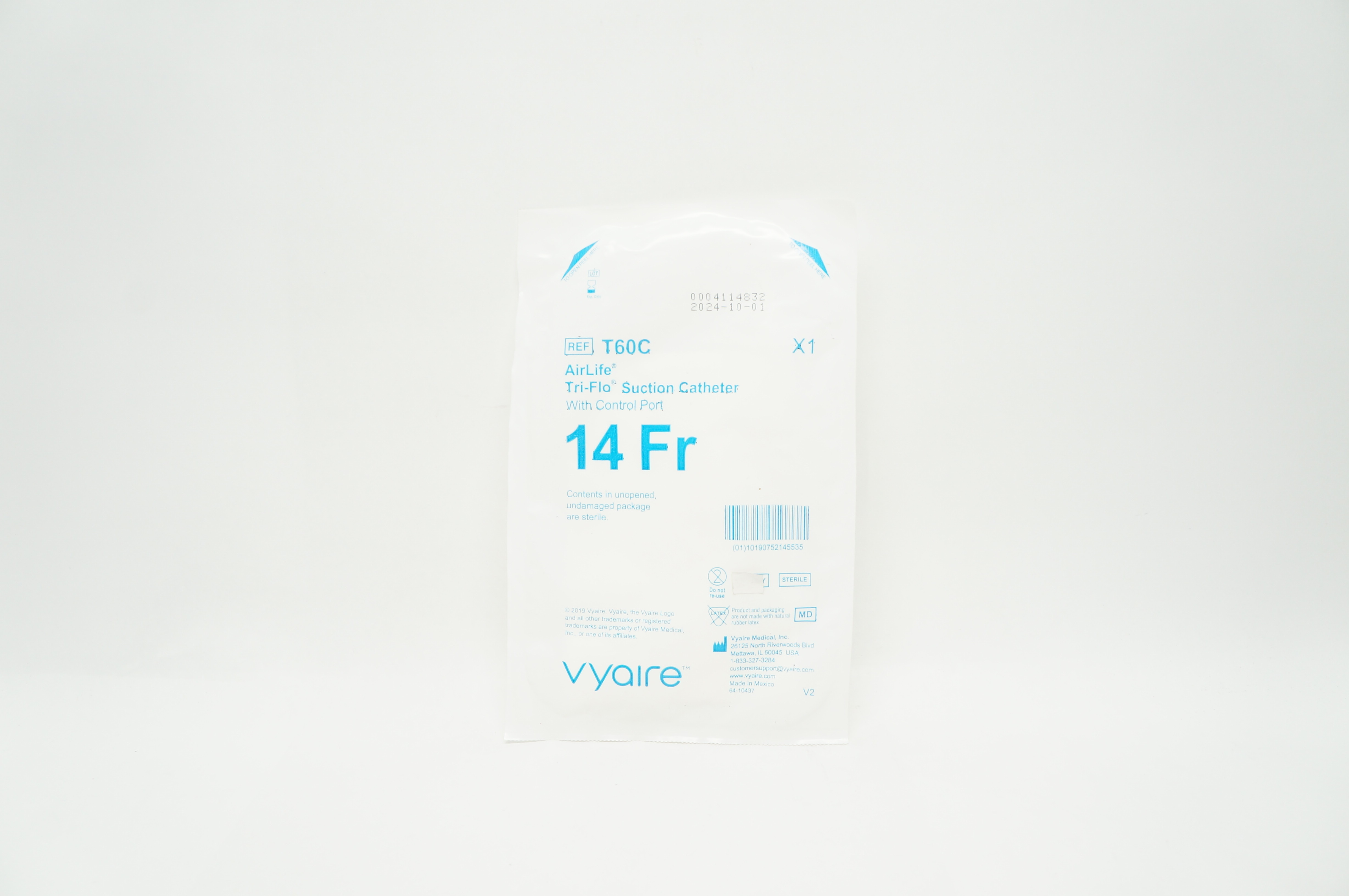Vyaire T60C AirLife TriFlo Suction Cath. with Control Port, 14Fr
