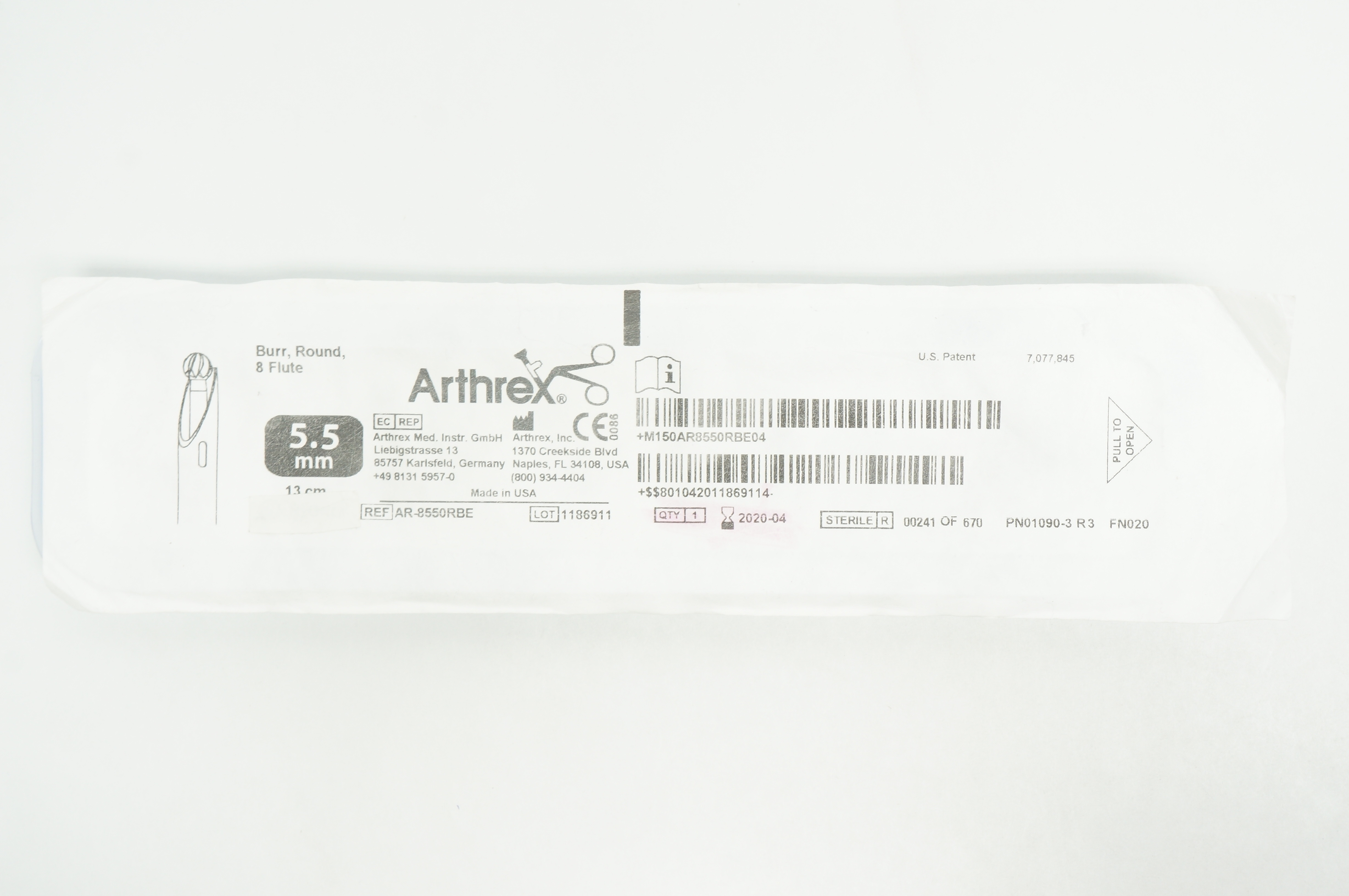 Arthrex AR-8550RBE Burr Round 8 Flute 5.5mm x 13cm (x)