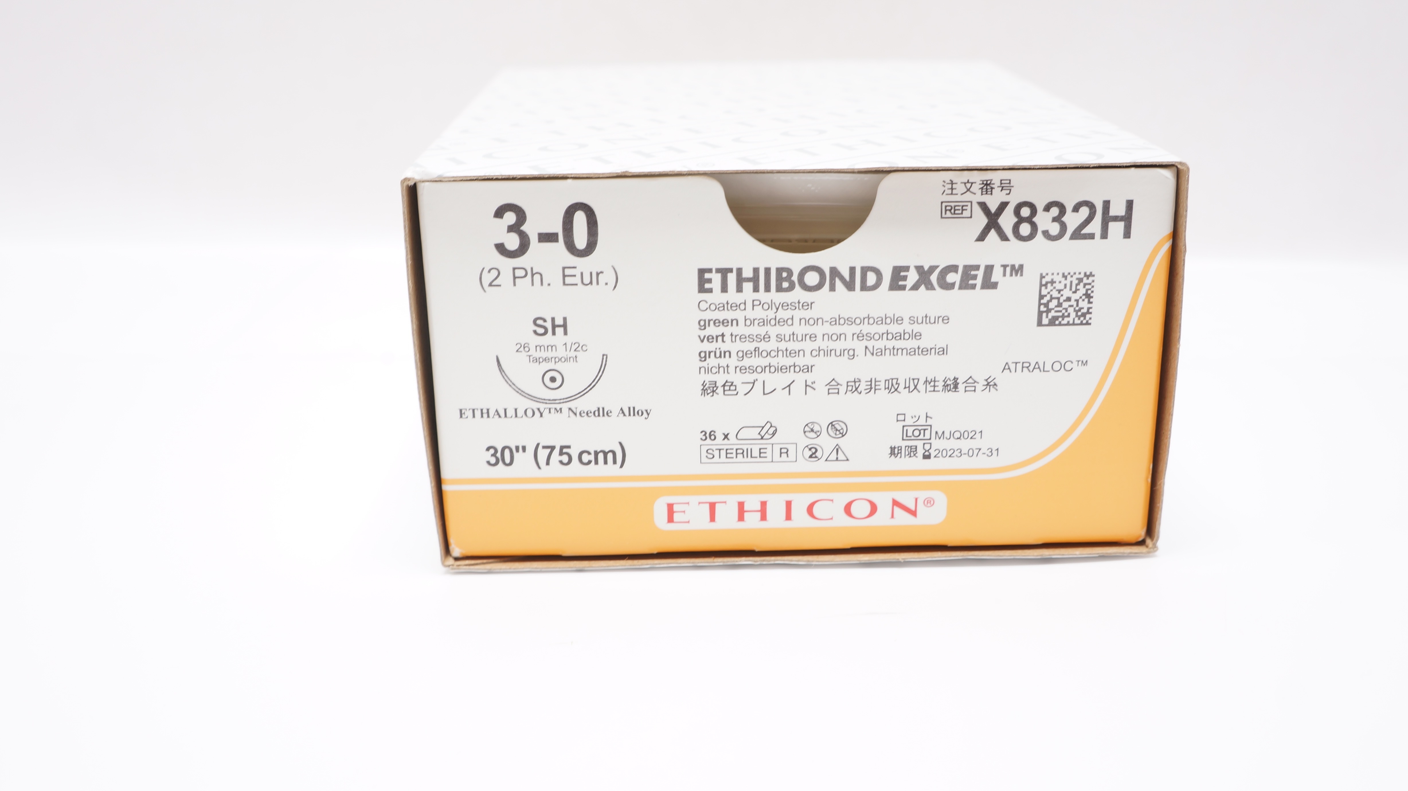 Ethicon X832H 3-0 ETHIBOND EXCEL 30 inch Stre., SH 26mm Ndle. (x) -Box of 26