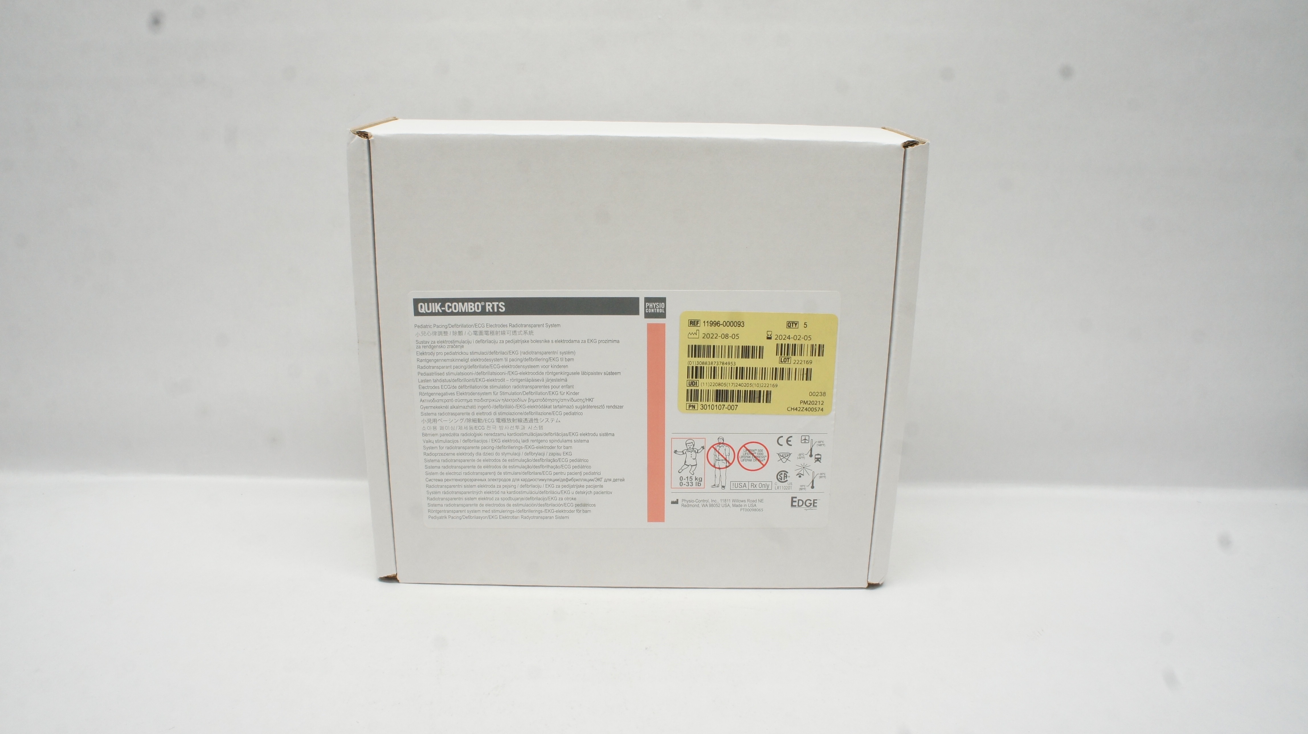 Physio Control 11996-000093 Quik-Combo RTS ECG Electrodes 0-33lb. (x) - Box of 5