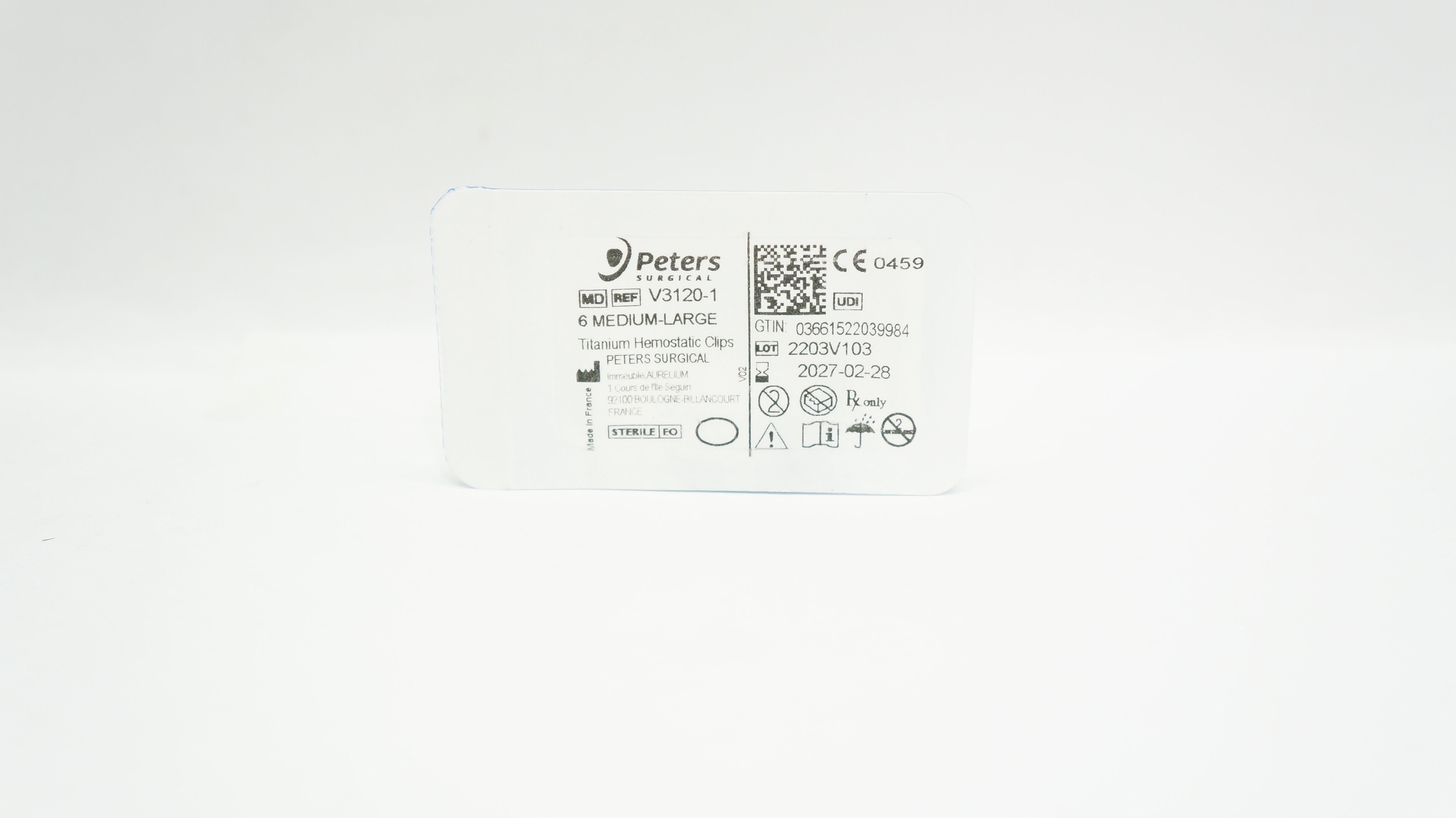 Peters Surgical V3120-1 Titanium Hemostatic Clips 6 Medium-Large