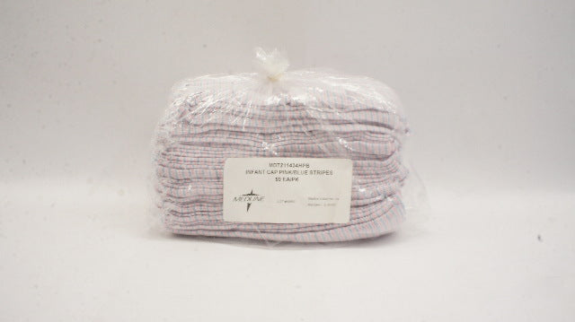 Medline MDT211434HPB Infant CAp Pink/Blue Stripes - Pack of 50