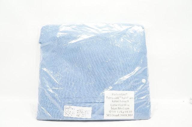 ValuMax 3660CBM Extra-safe Lab Coats Knee Length, Ceil Blue, Medium - Pack of 9