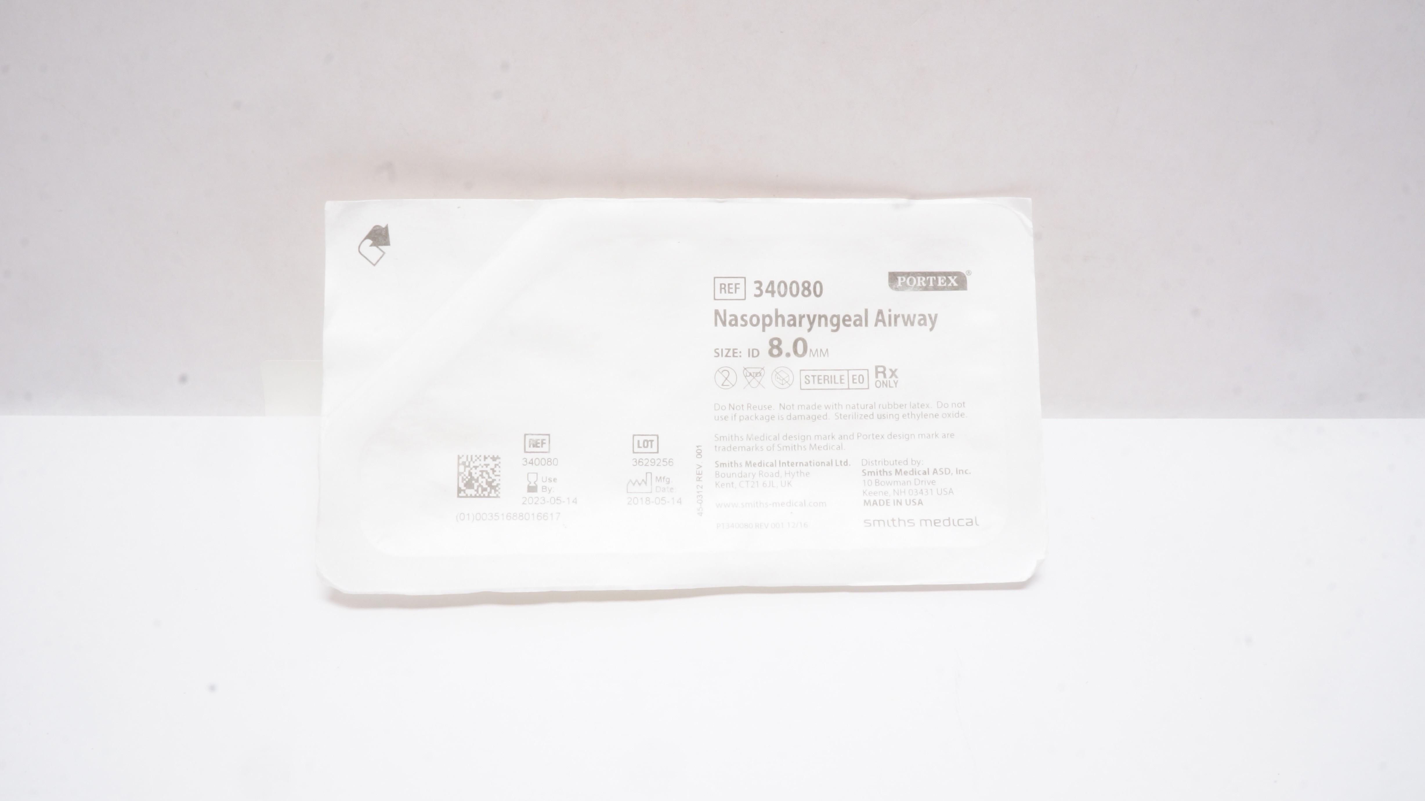 Smiths Medical 340080 Portex Nasopharyngeal Airway, Size: ID 8.0mm (x)