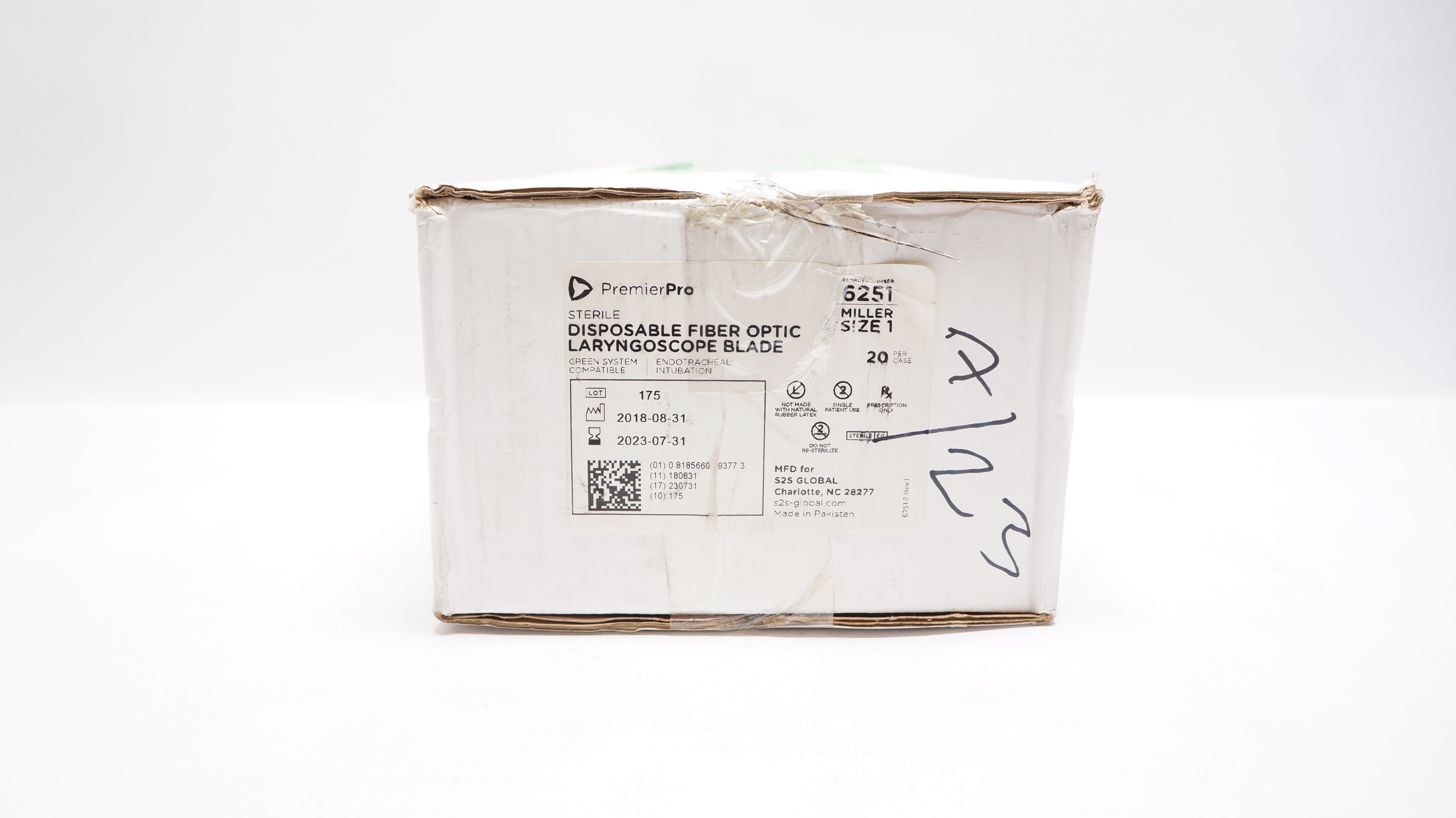 S2S Global 6251 PremierPro Fiber Optic Laryngoscope Blade MIL 1 (x) - Case of 20