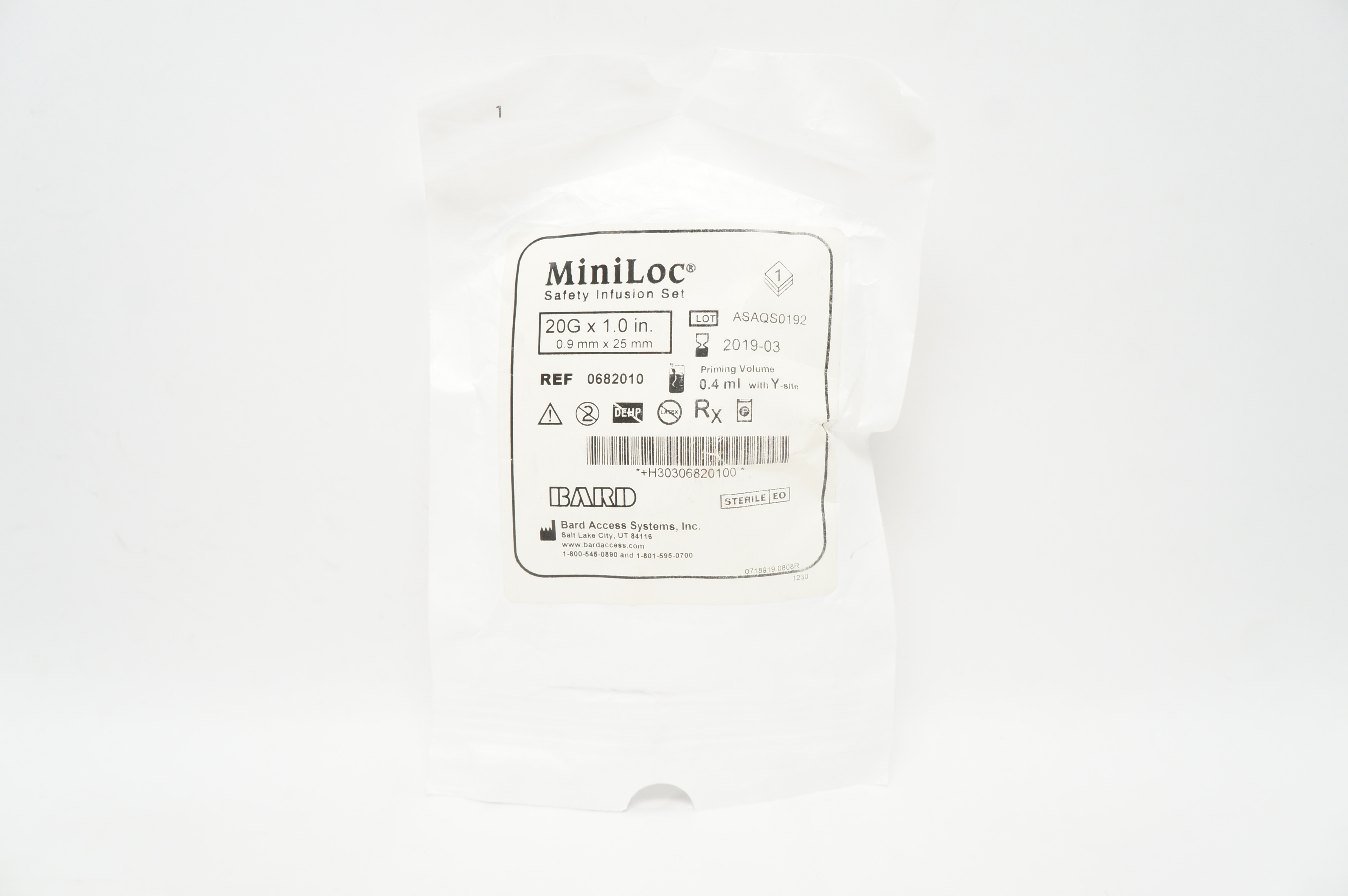 Bard 0682010 MiniLoc Safety Infusion Set 20G x 1.0 inch (x)