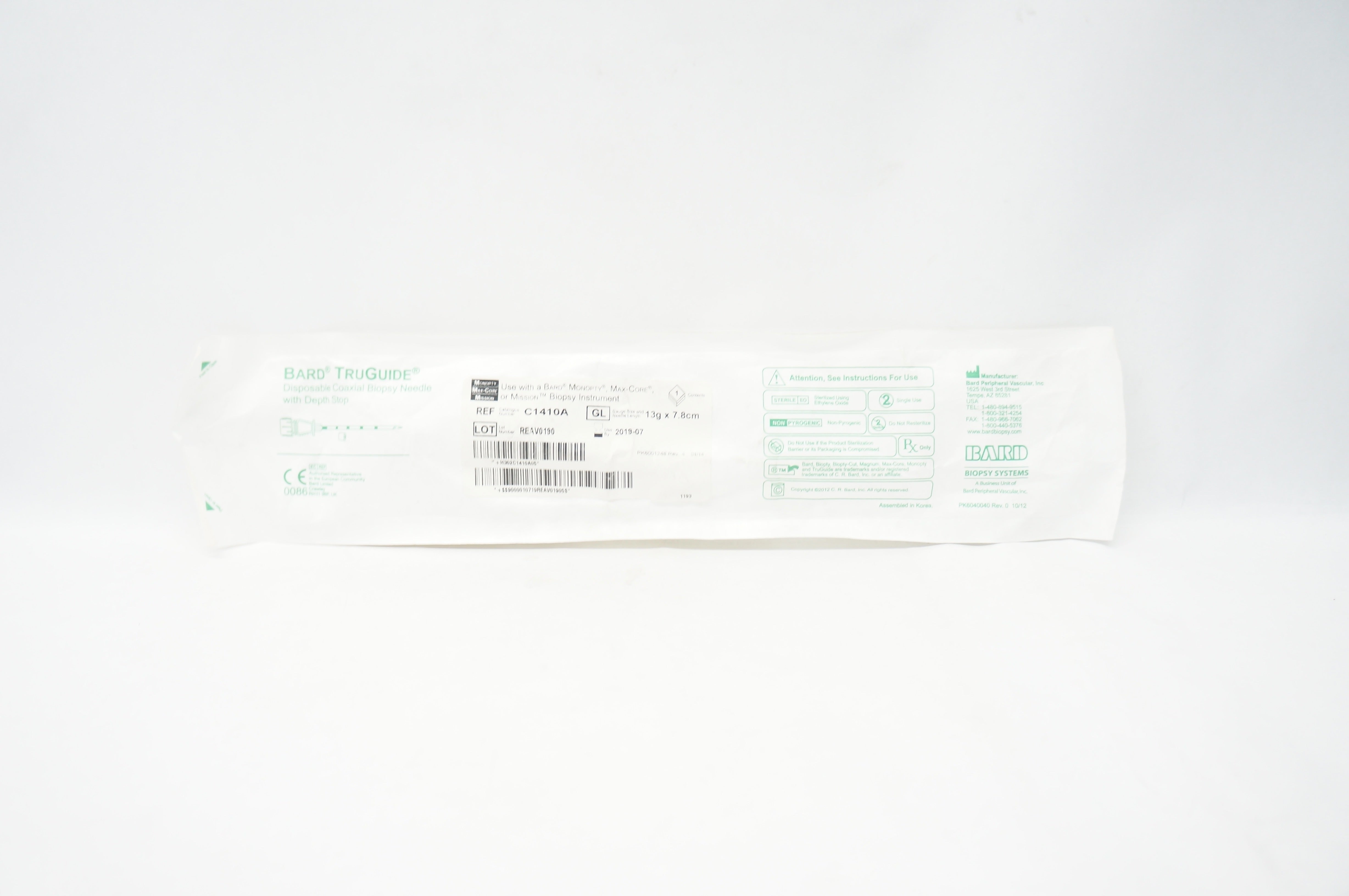 Bard C1410A TruGuide Disposable Coaxial Biopsy Ndle. 13g x 7.8cm (x)