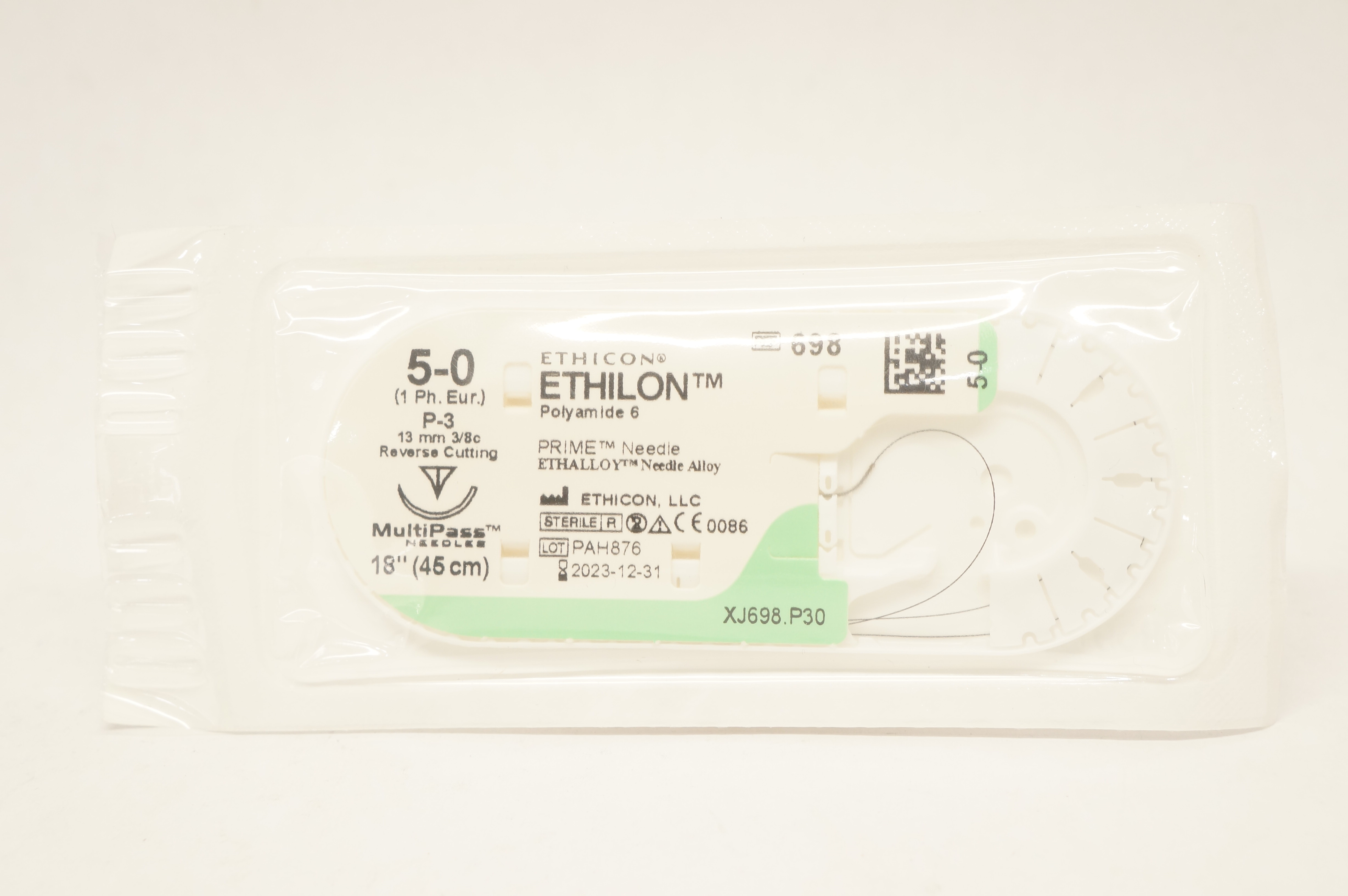 Ethicon 698 5-0 Ethilon P-3 13mm 3/8c Reverse Cutting, 18inch