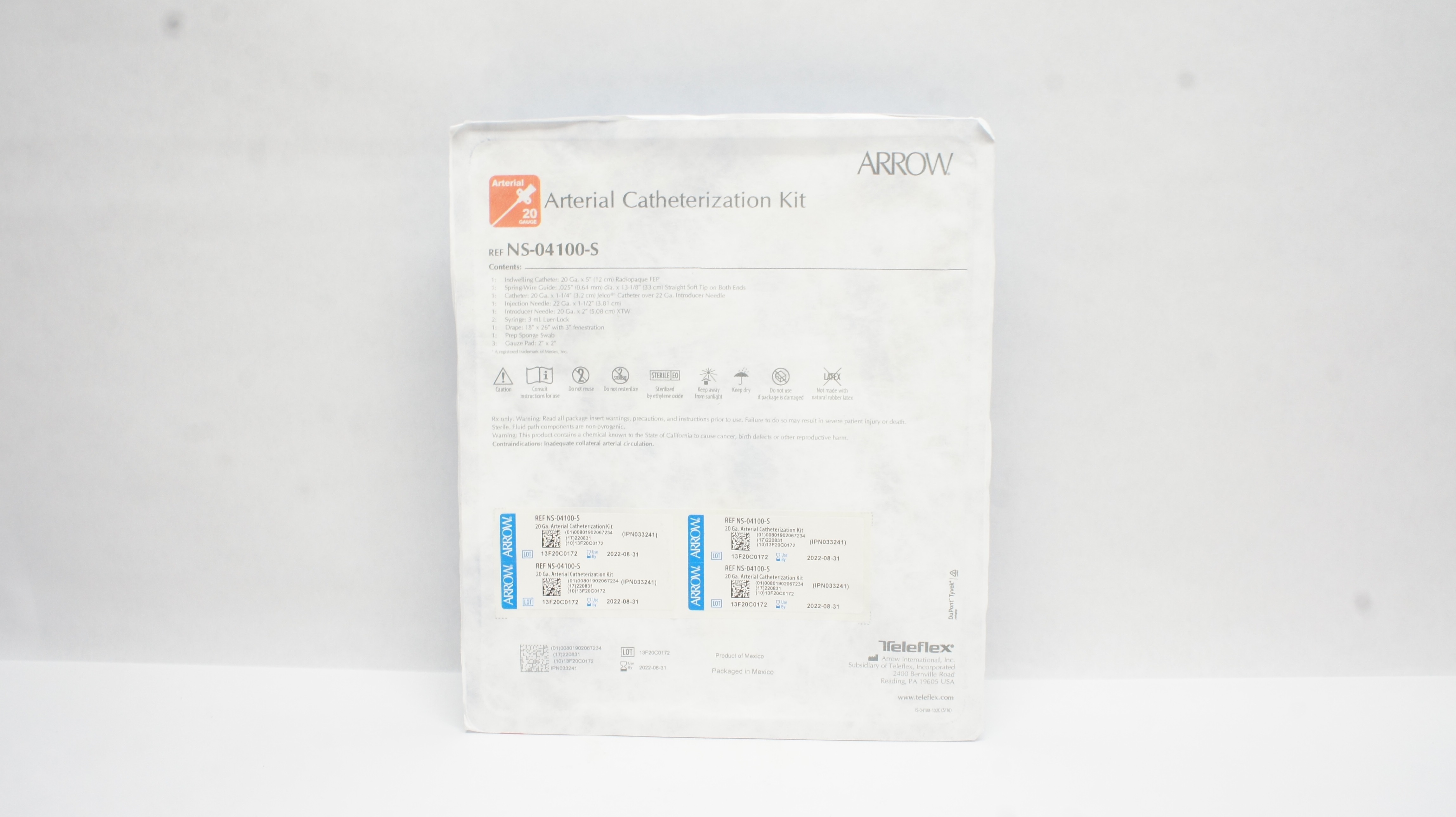 Arrow NS-04100-S Arterial Catheterization Kit 20G x 12cm (x)