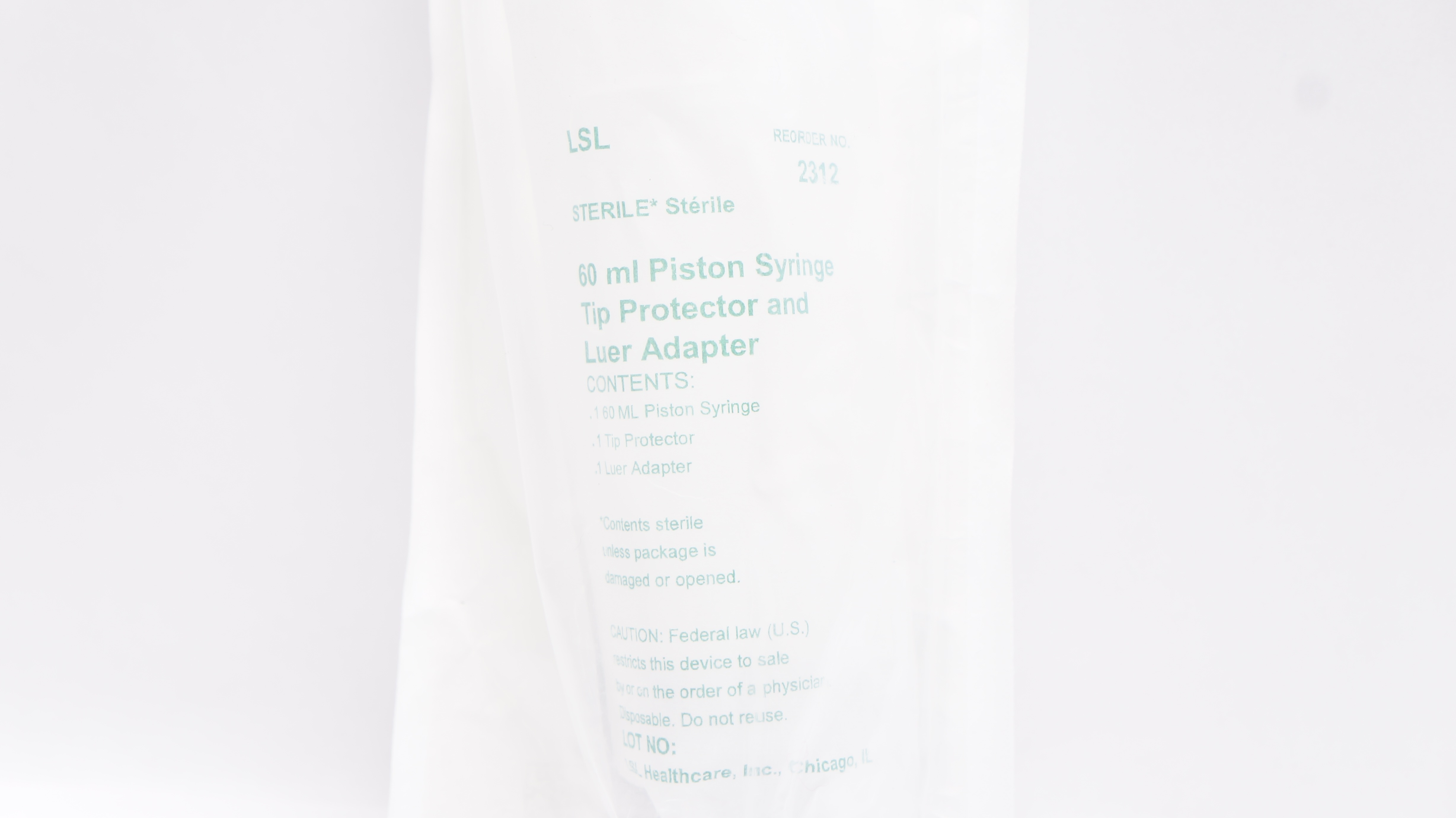 LSL 2312 60ml Piston Syringe Tip Protector & Luer Adapter