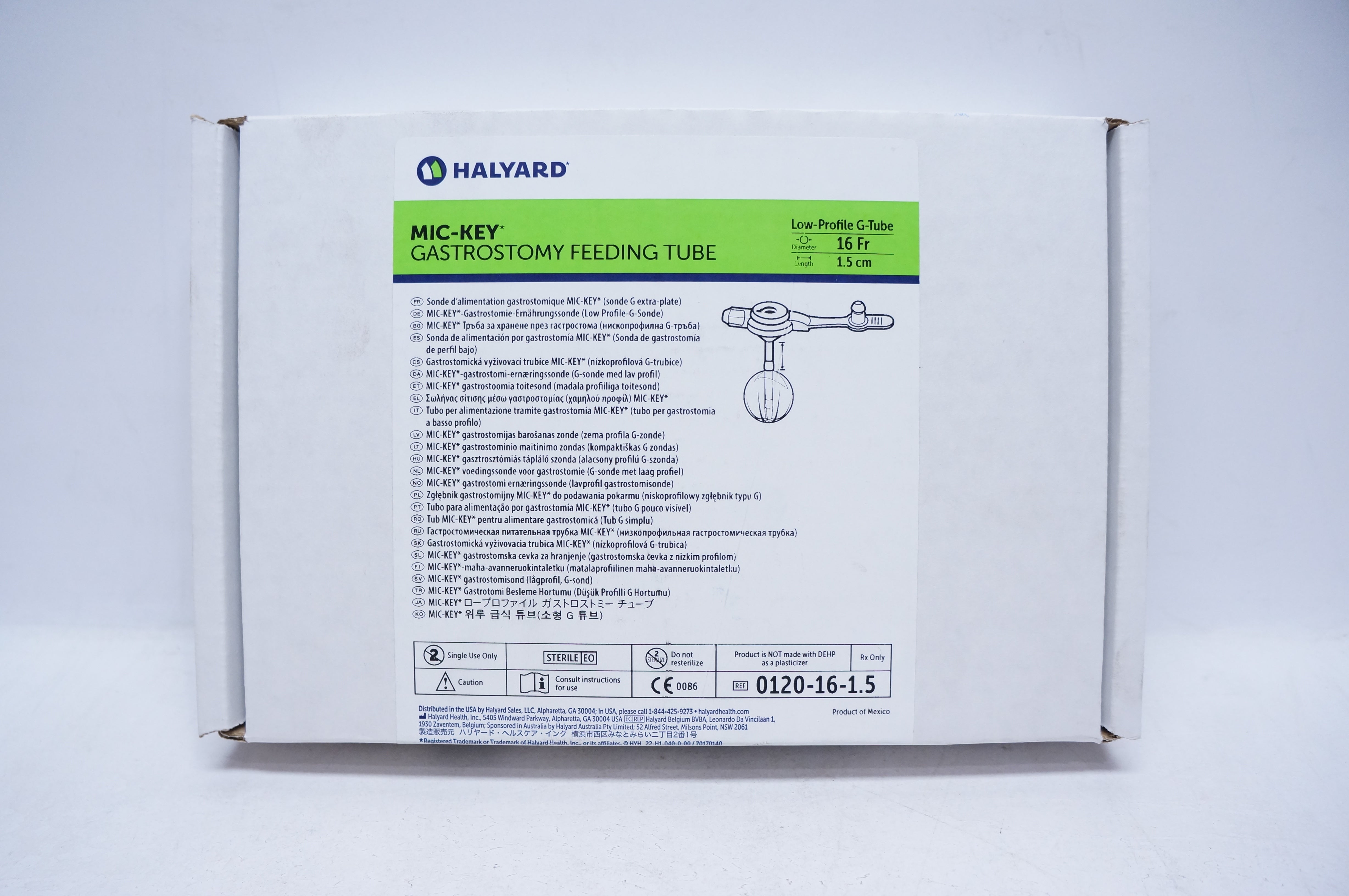 Halyard 0120-16-1.5 MIC-KEY Gastrostomy Feeding Tube 16Fr. x 1.5cm (x)