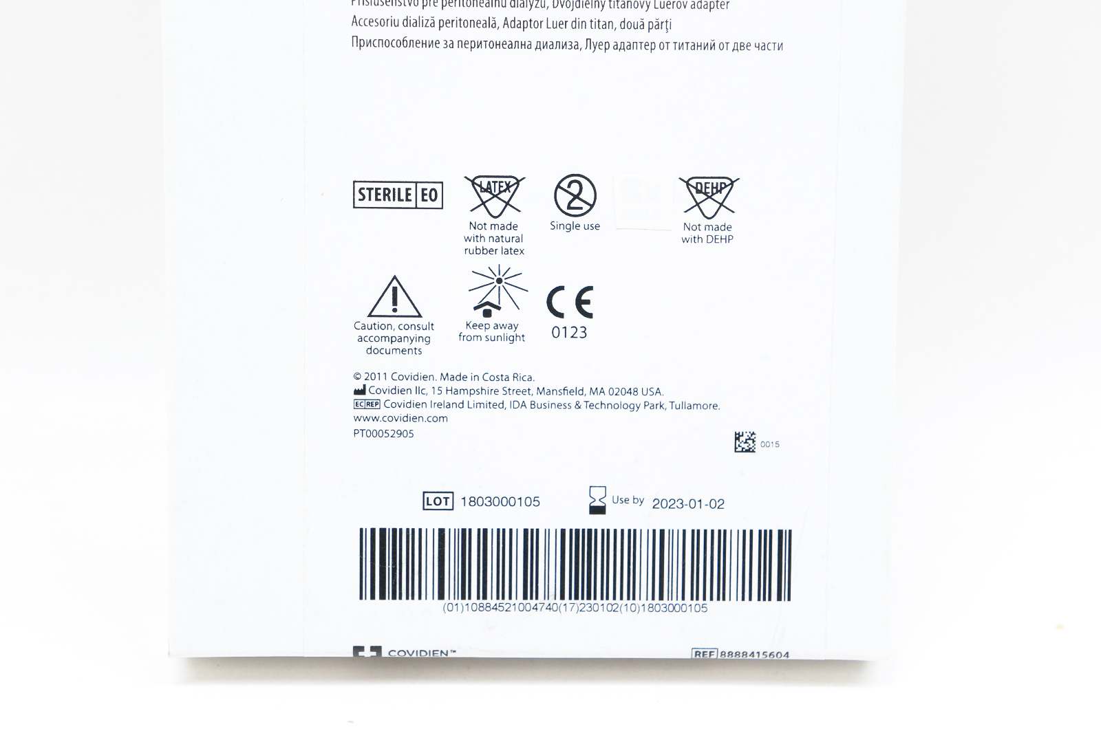 Covidien 8888415604 Argyle Peritoneal Dialysis Accessory Two