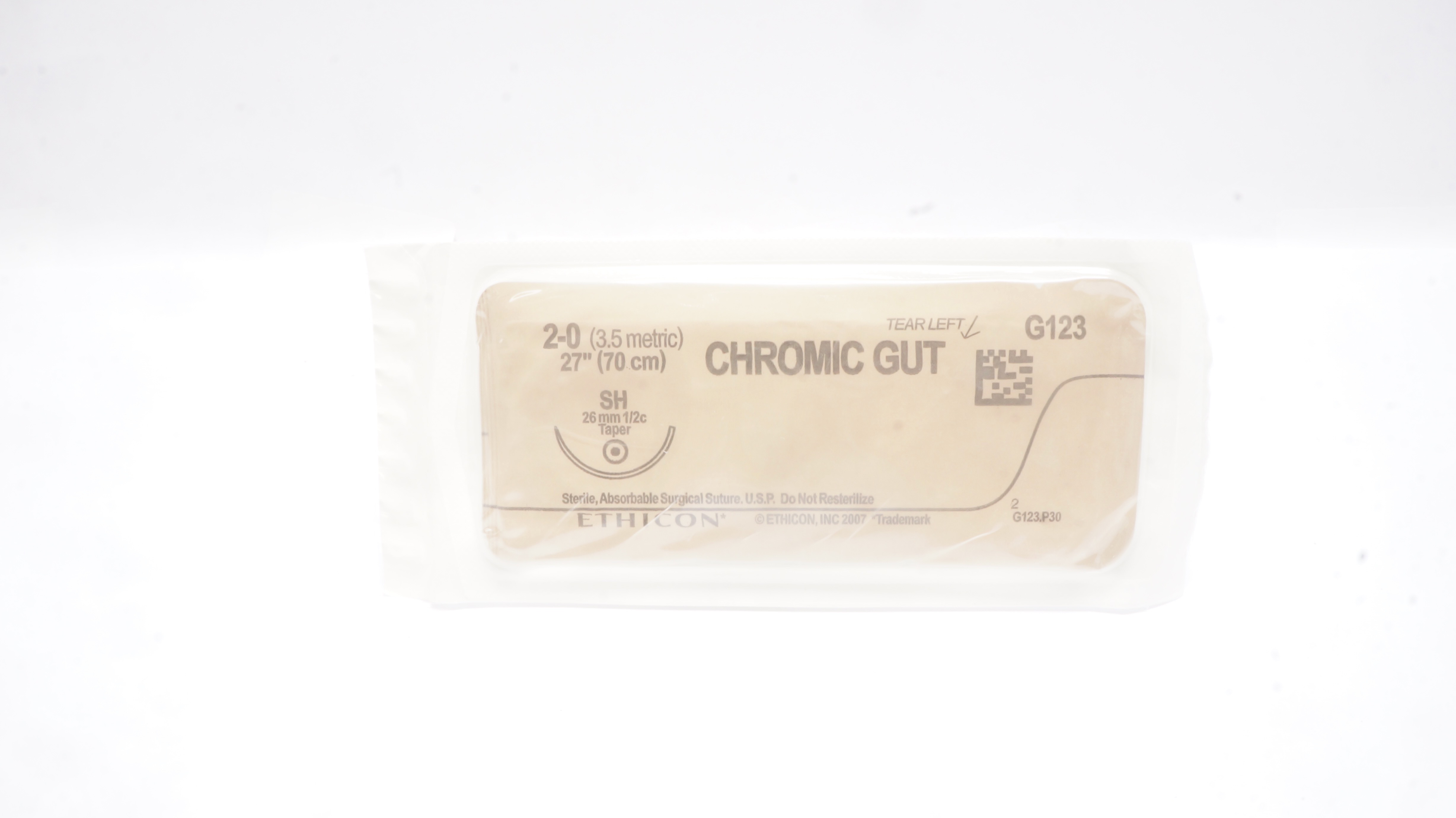 Ethicon G123 2-0 Chromic Gut SH 26mm 1/2c Taper 27inch (x)