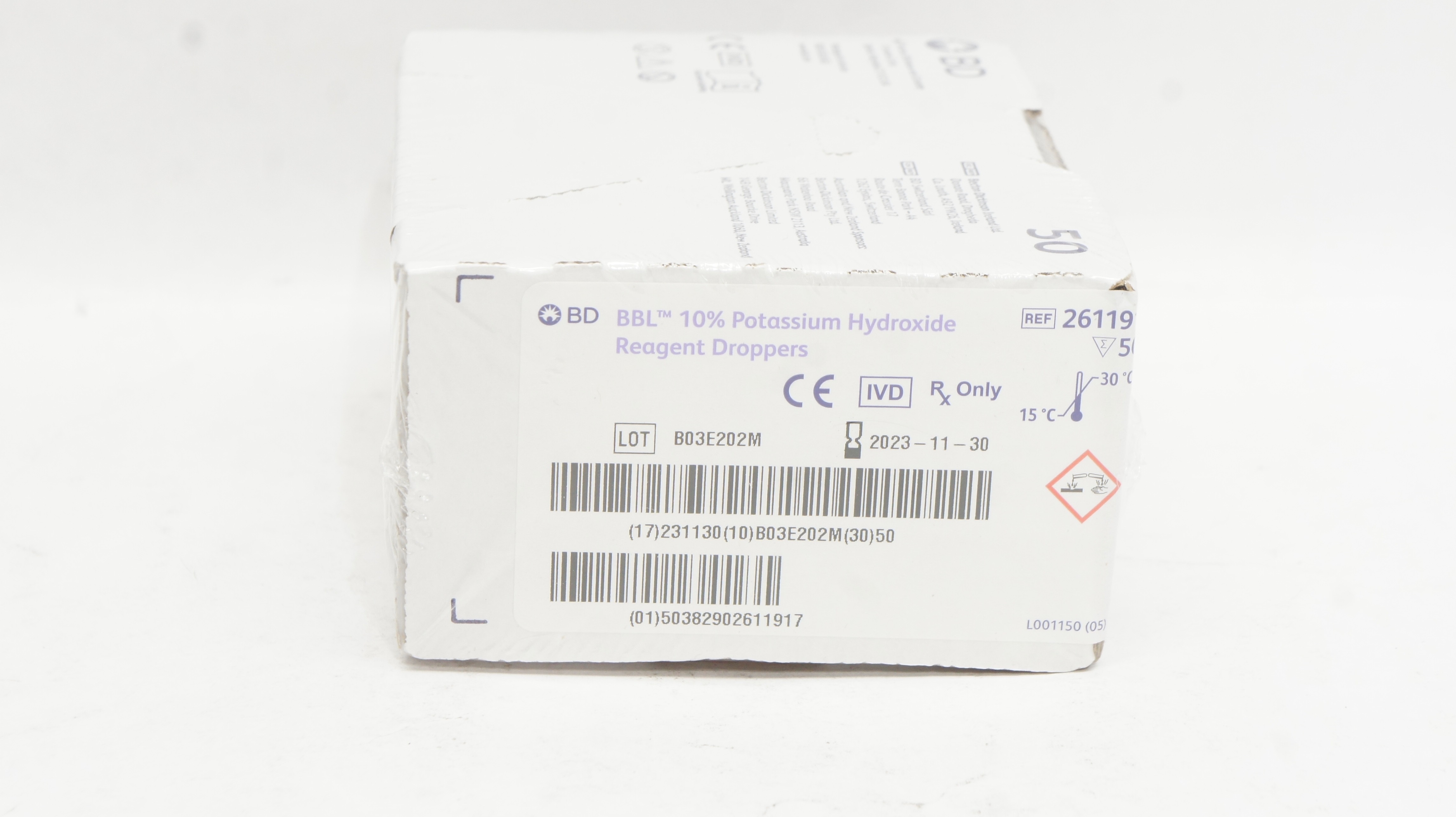 BD 261191 BBL 10% Potassium Hydroxide Reagent Droppers - Box of 50 (x)