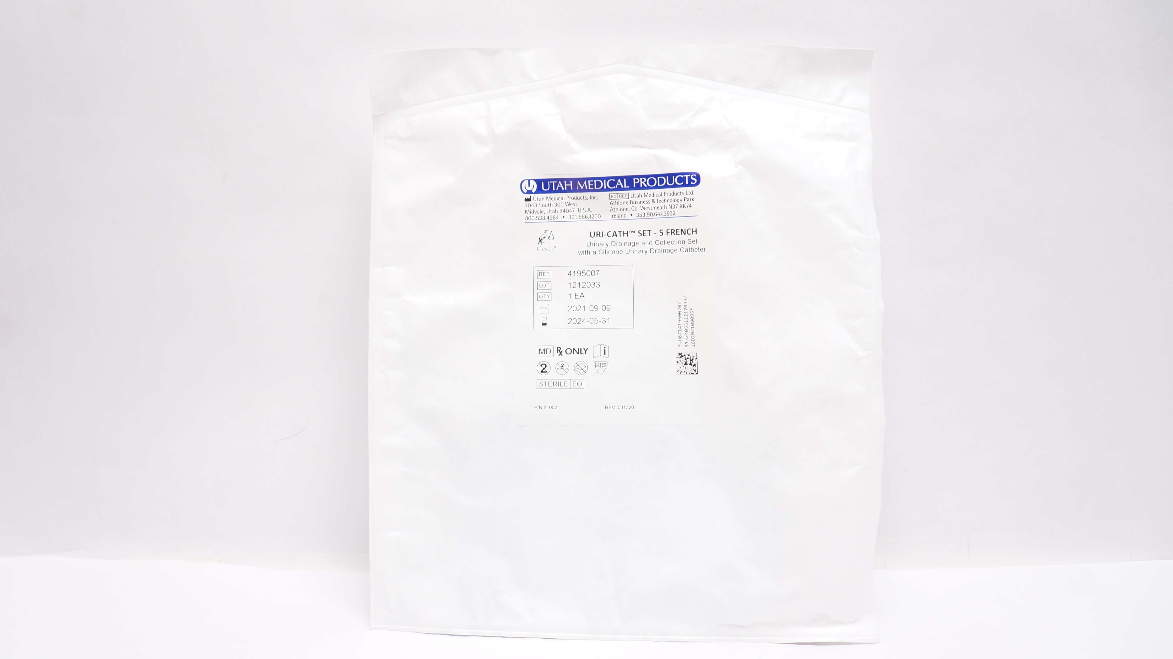 Utah Medical 4195007 Uri-Cath Set 5Fr. Urinary Drainage and Collection Set