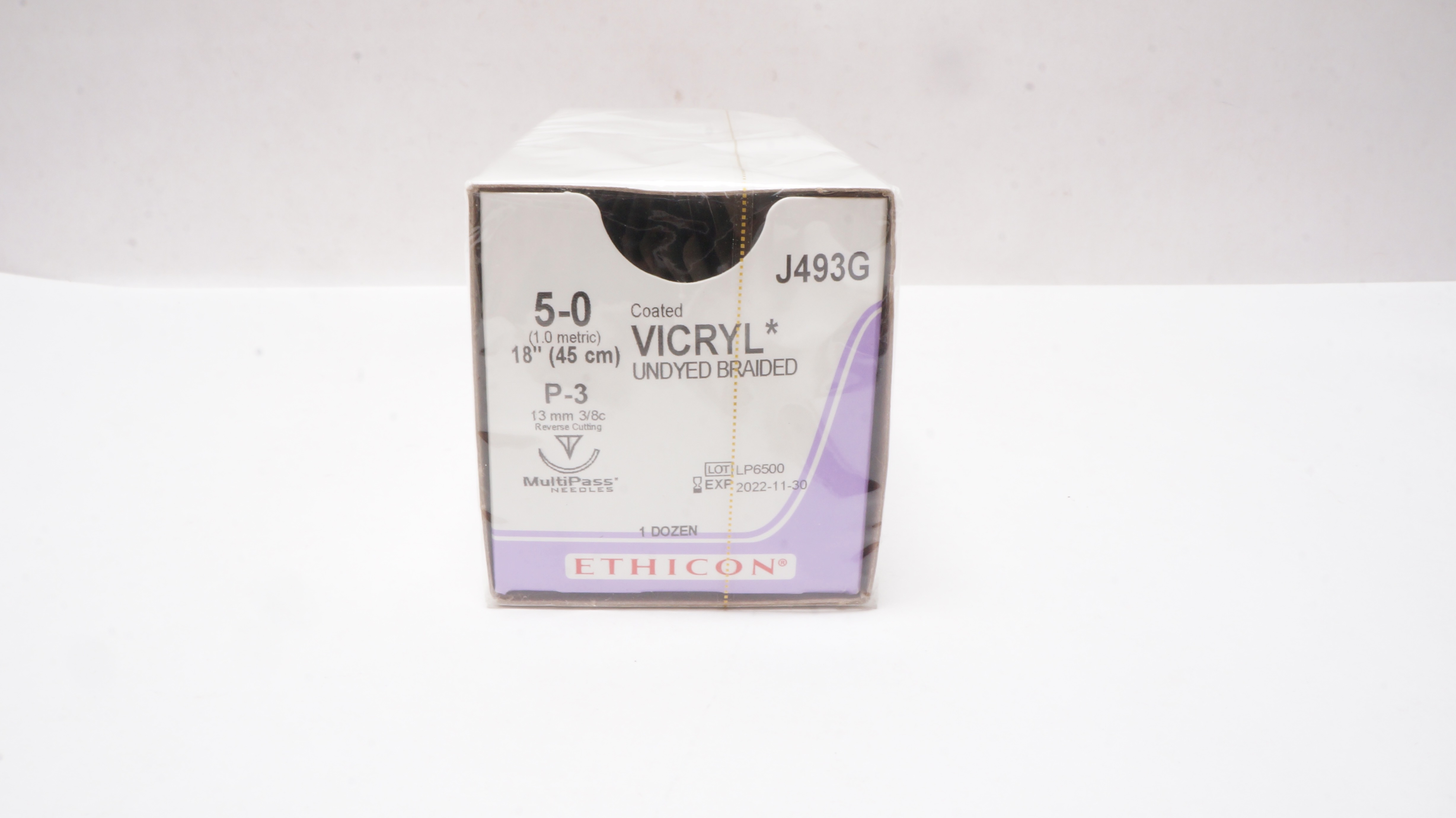 Ethicon J493G 5-0 Coated VICRYL Stre P-3 13mm 3/8 Circle, 18inch (x) - Box of 12