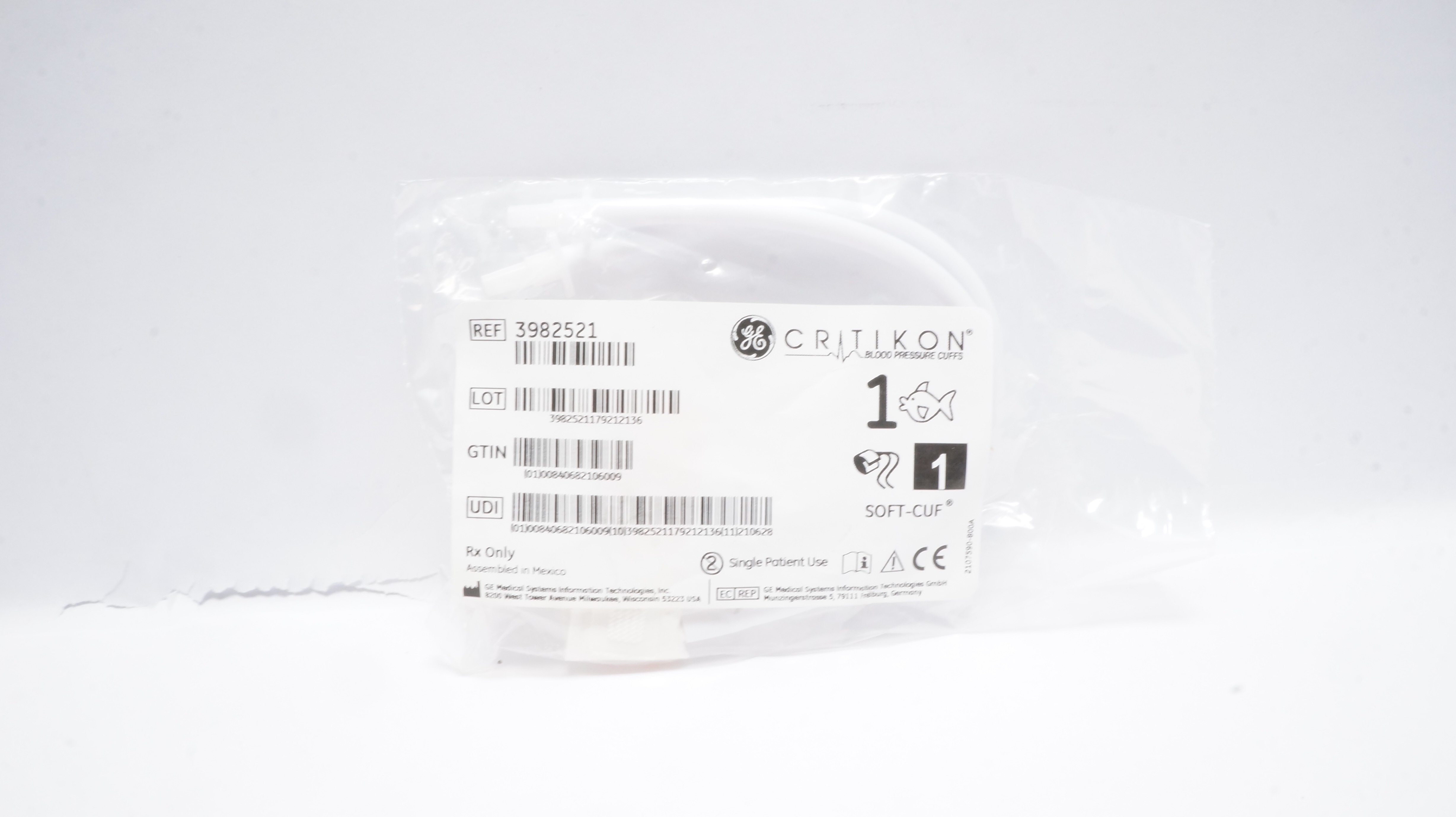 GE Medical 3982521 Critikon Blood Pressure Cuffs 1 Soft-Cuff 3-6cm
