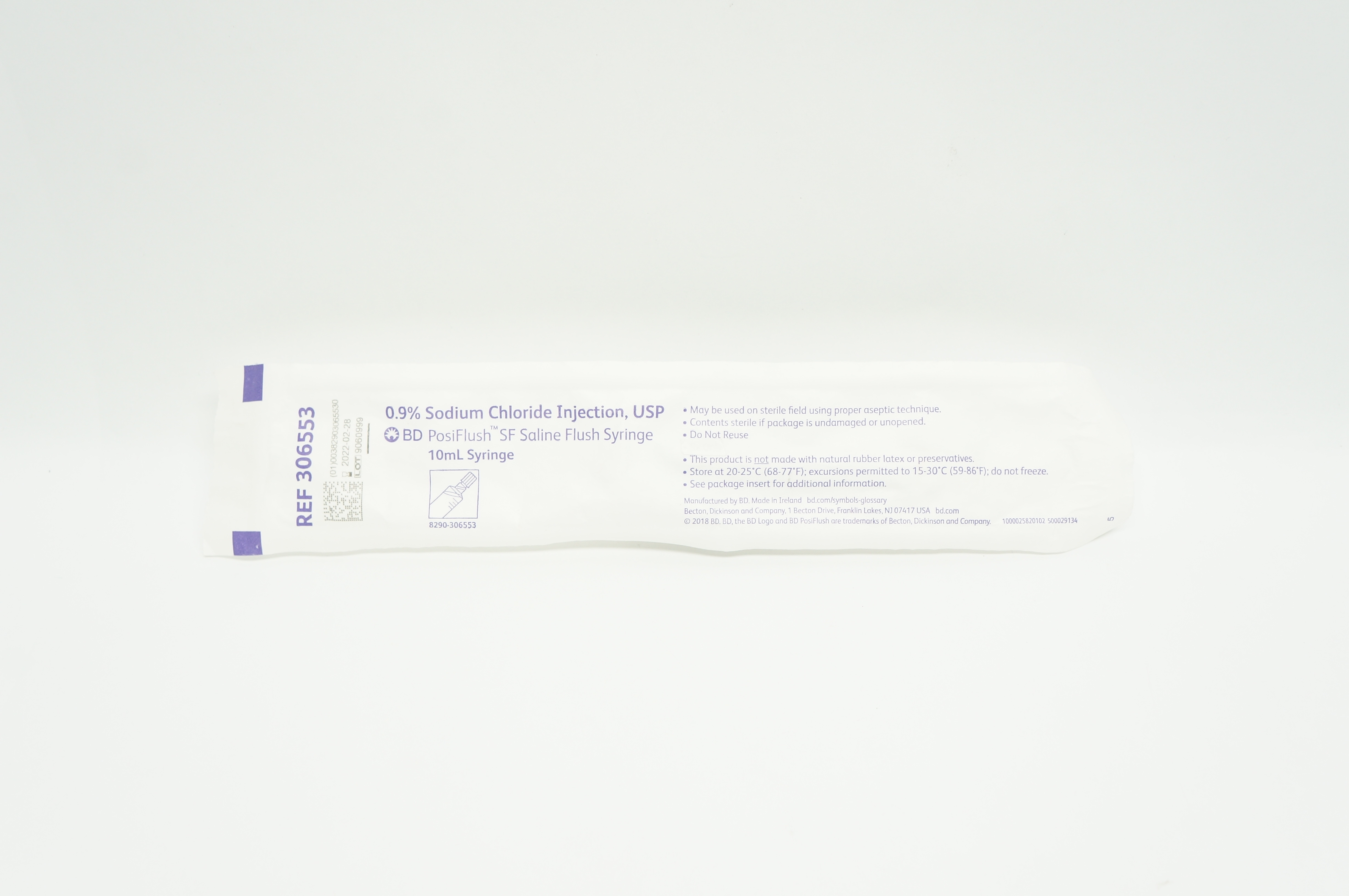 BD 306553 0.9% Sodium Chloride Injection, USP SF Saline Flush Syringe 10ml