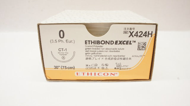 Ethicon X424H 0 ETHIBOND EXCEL CT-1 36mm 1/2c Taper 30inch - Box of 34 (x)