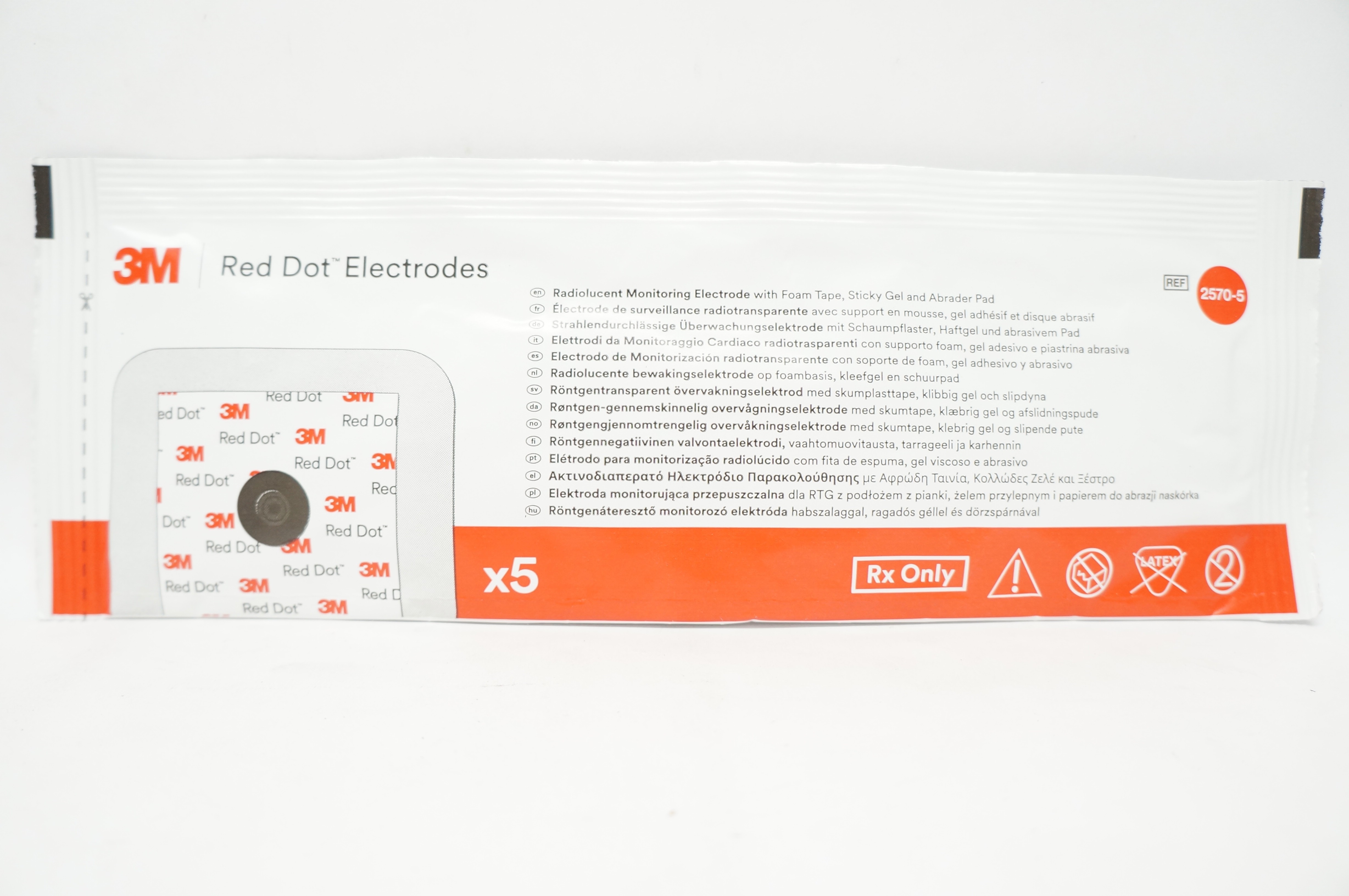 3M 2570-5 Radiolucent Monitoring Electrode Foam Tape Abrader Pad - Pack of 5