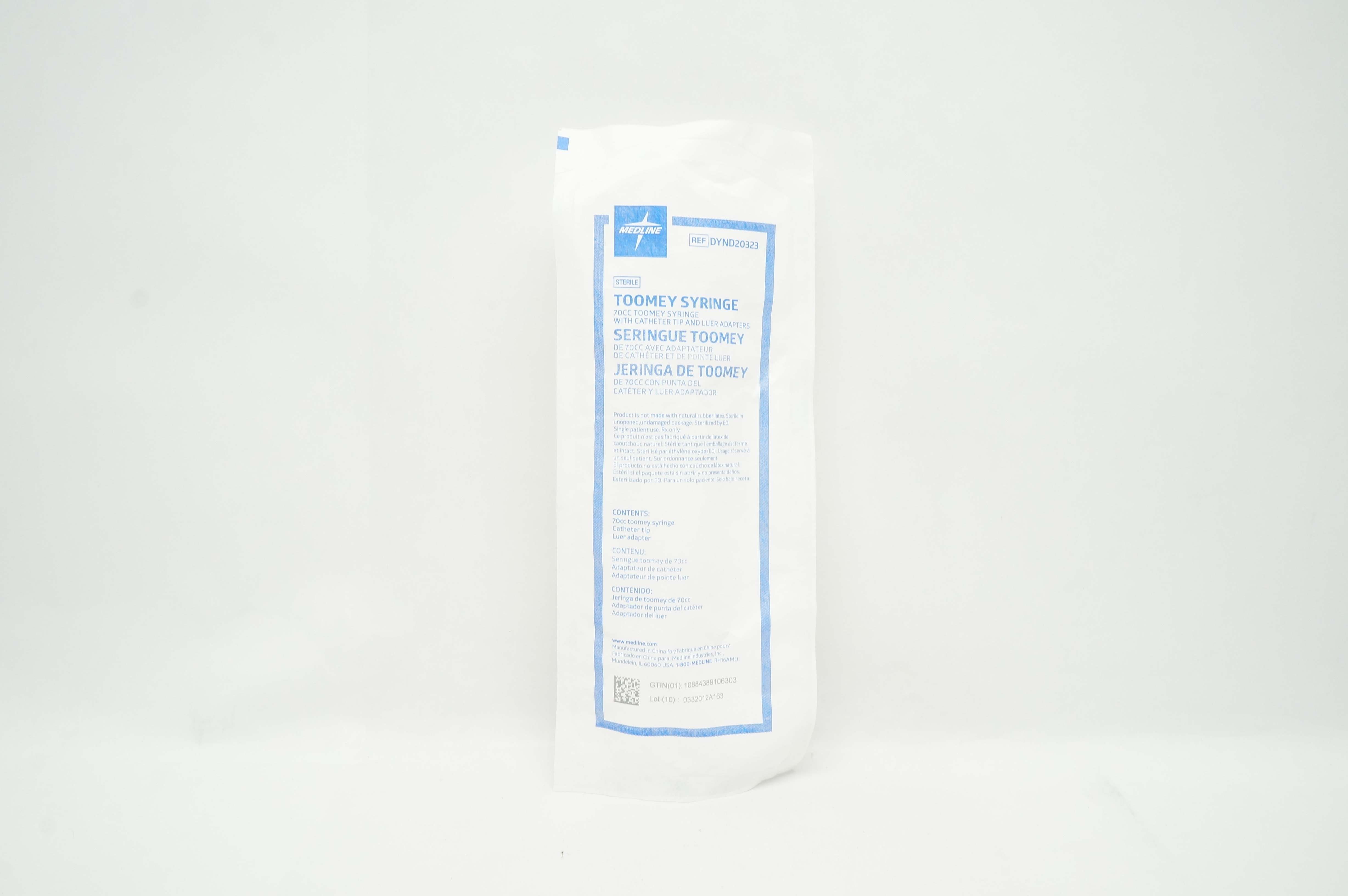 Medline DYND20323 Toomey Syringe 70cc With Cath. Tip and Luer Tip Adapters