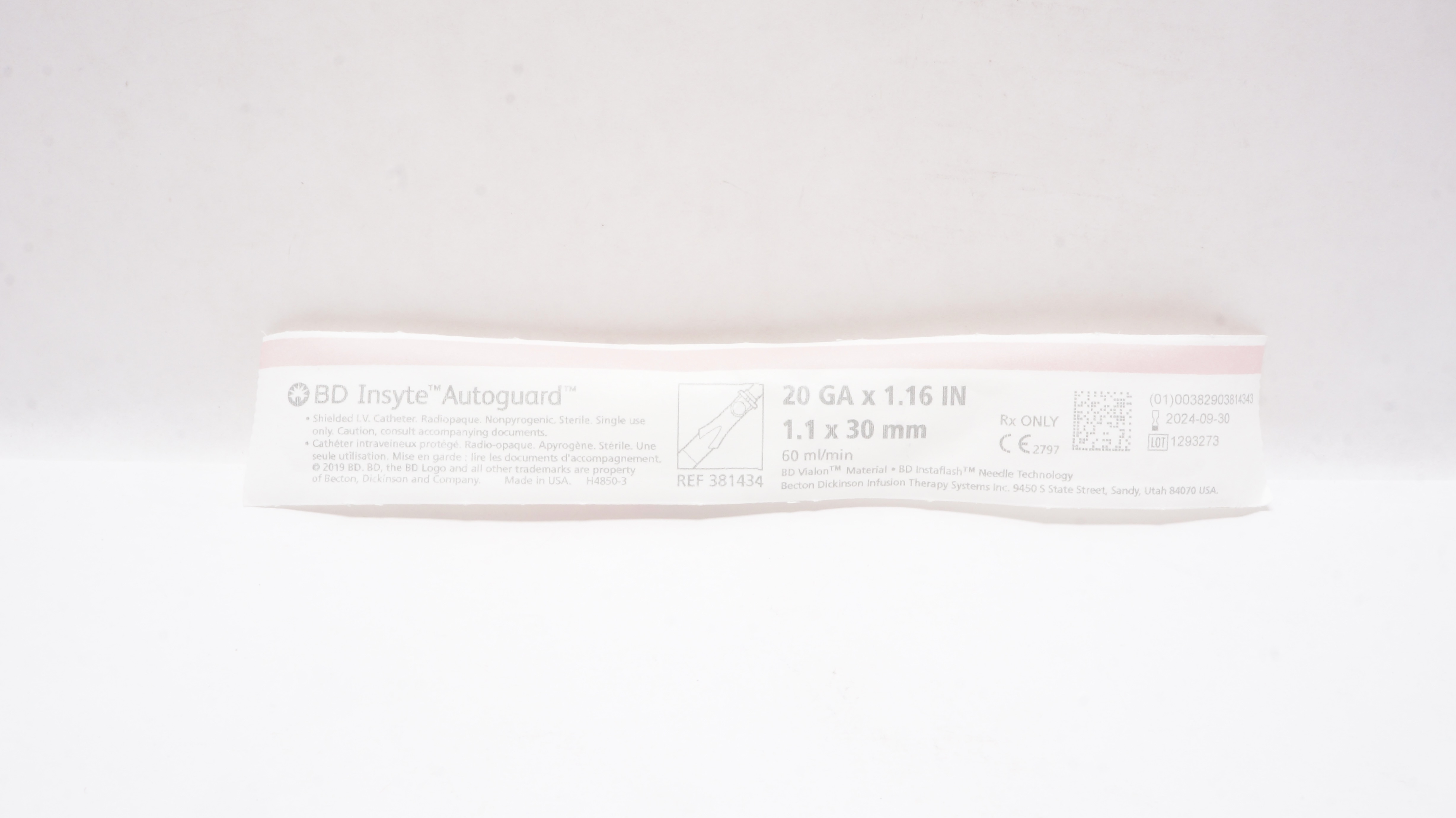 BD 381434 Insyte Autoguard Shielded IV Cath. 20Ga x 1.16inch