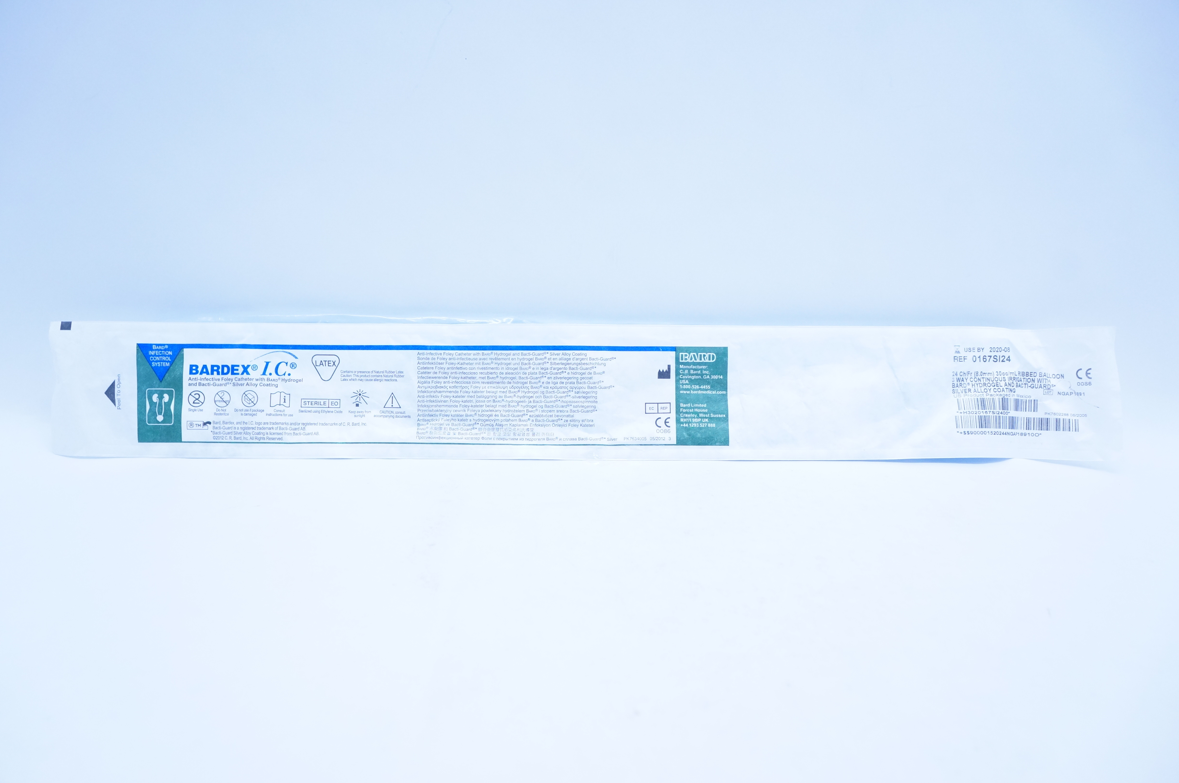 Bard 0167SI24 Bardex I.C. Anti-Infective Foley Cath. 24Fr (x)