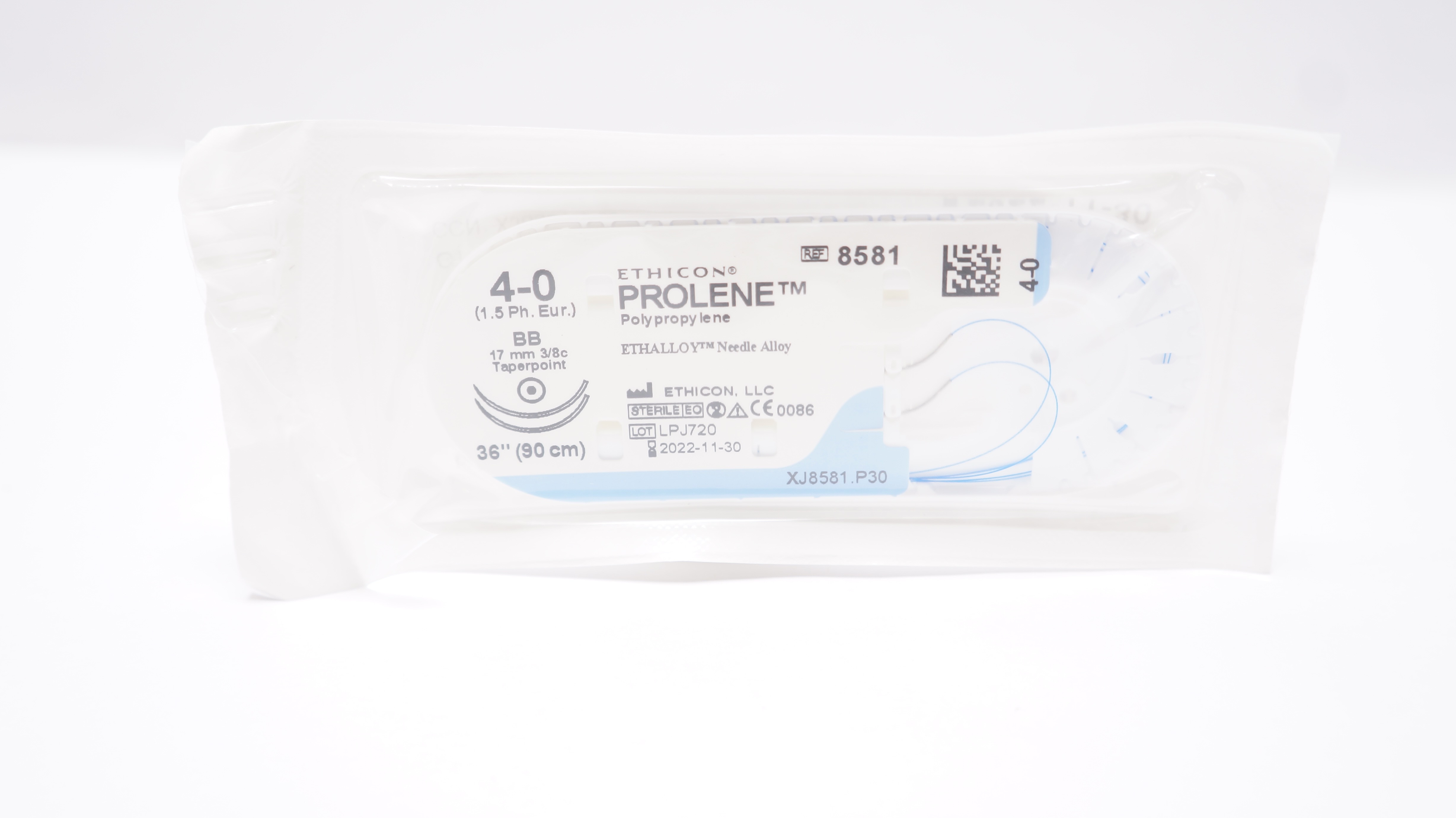 Ethicon 8581 4-0 Prolene Polypropylene Stre BB 17mm 3/8c Taperpoint, 36 inch (x)