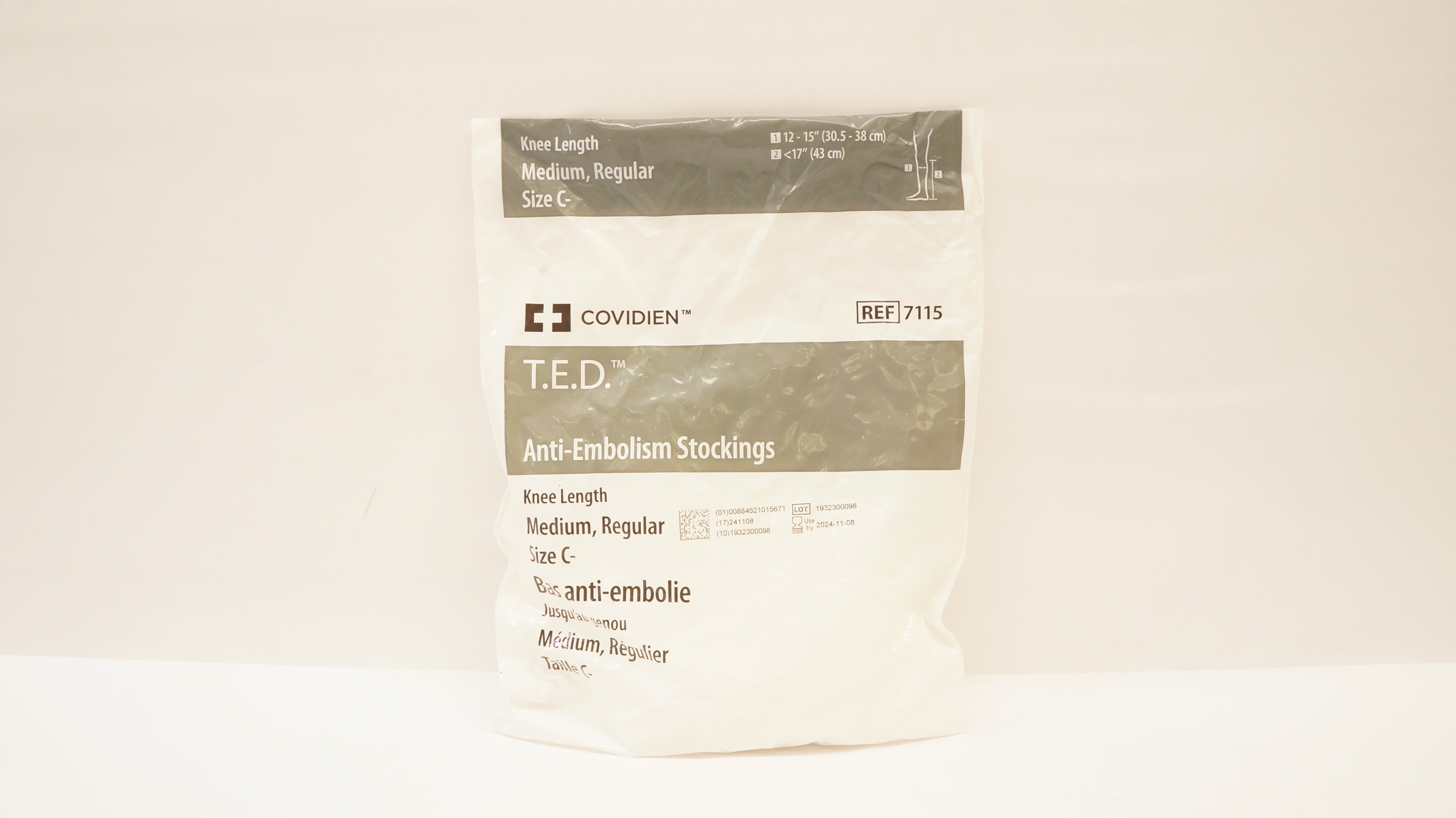 Covidien 7115 T.E.D. Anti-Embolism Stockings Knee Length 12-15 inch <17 inch